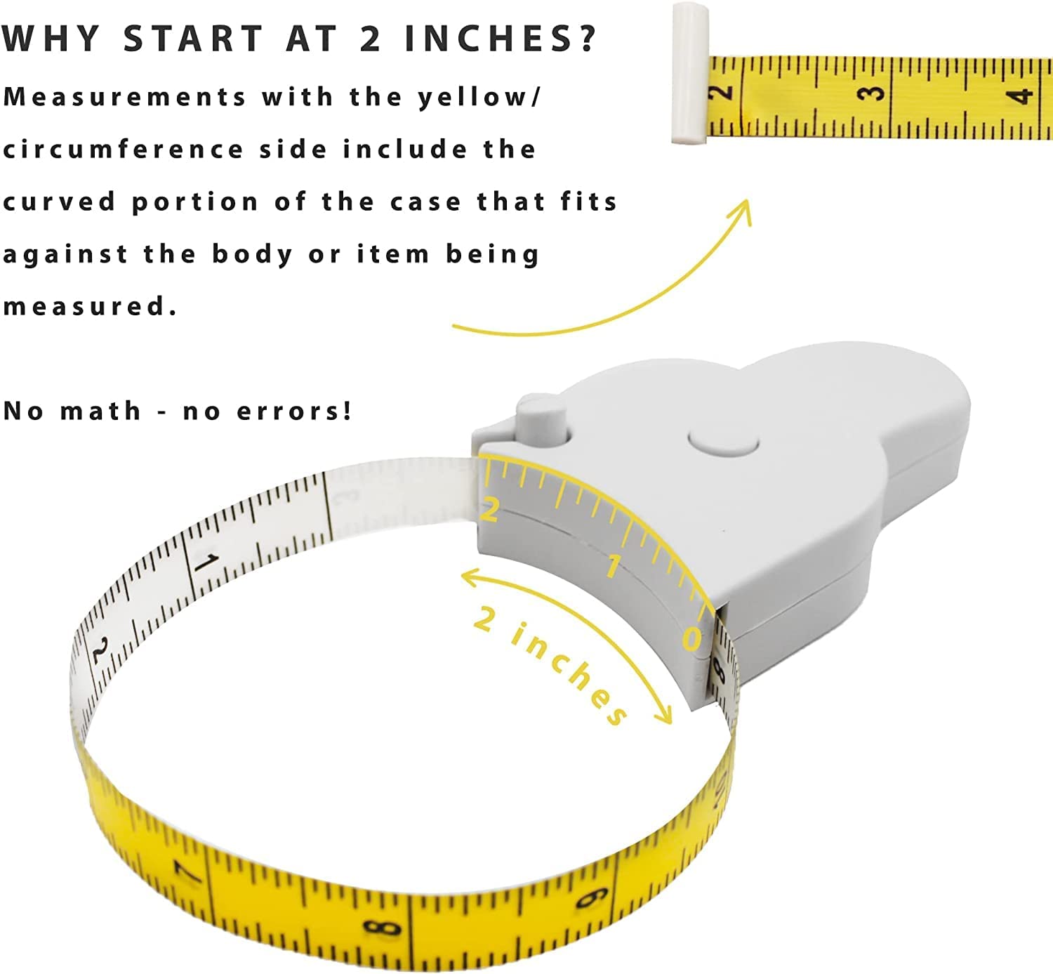 QUIQSHIPP Automatic Telescopic Tape Measure - Self-Tightening Body Measuring Ruler with Retractable Double Scales (White) | Perfect for Waist Measurement, Fitness Tracking & Tailoring
