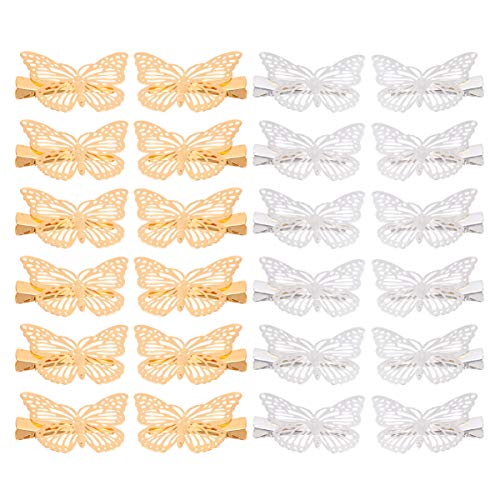 PRETYZOOM 24pcs Vintage Hair Clips for Women - Hollow Out Butterfly Hairpins, Barrettes & Bobby Pins for Party, Wedding, Prom, Daily Styling - Hair Accessories for Ladies & Teens