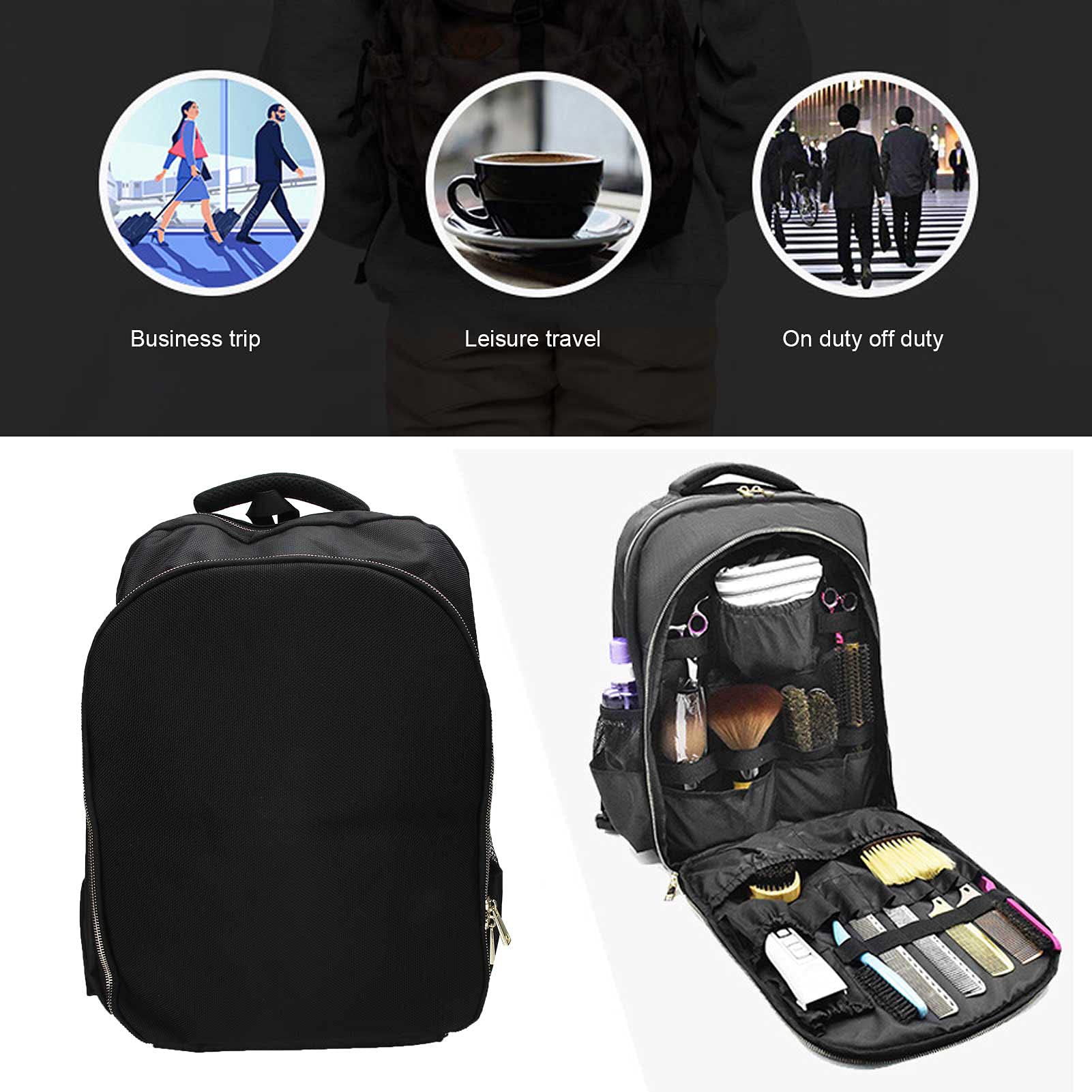 ANKROYU Professional Hairdressing Backpack - Large Capacity Salon Tool Organizer with Multiple Pockets, Portable Hairstylist Travel Bag for Barber & Cosmetologists (Brown) - Perfect for Salon Visits, Mobile Styling & On-the-Go Hair Services