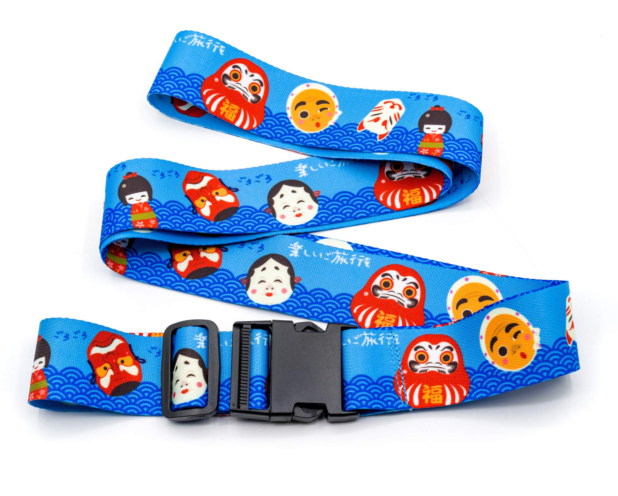 **Adjustable 220CM Teeoff Luggage Straps - Secure Suitcase Belts for Travel Bags (2 Pack, Japanese Mascot Design) - Perfect for Airports, Train Trips & Vacation Packing**