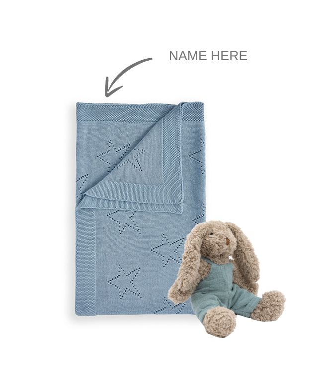 Personalized Blue Honey Bunny Plush Toy Gift Set - Cute Stuffed Animal for Kids, Baby Shower, Birthday & Valentine's Day Gifts