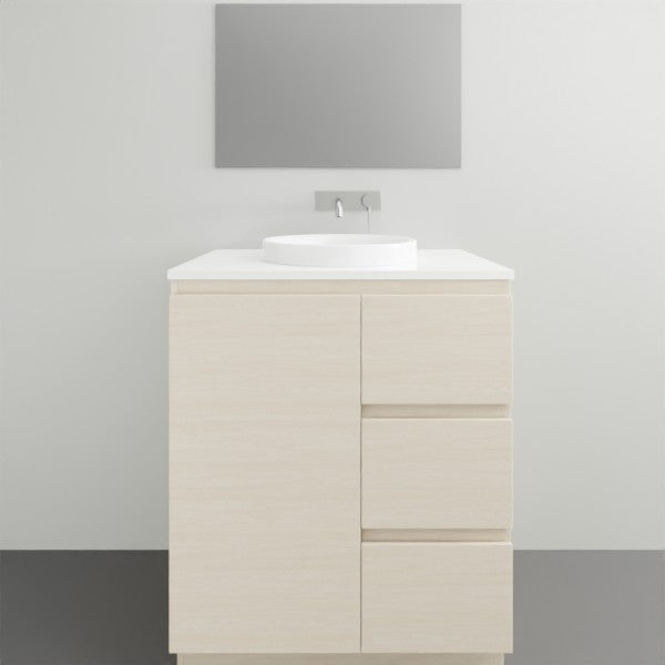 ADP Glacier Lite Ensuite Vanity Set with Solid Surface Top - 3-Piece Door and Drawer Bathroom Vanity for Modern Homes | Perfect for Small Bathrooms, Guest Suites & Apartment Remodels