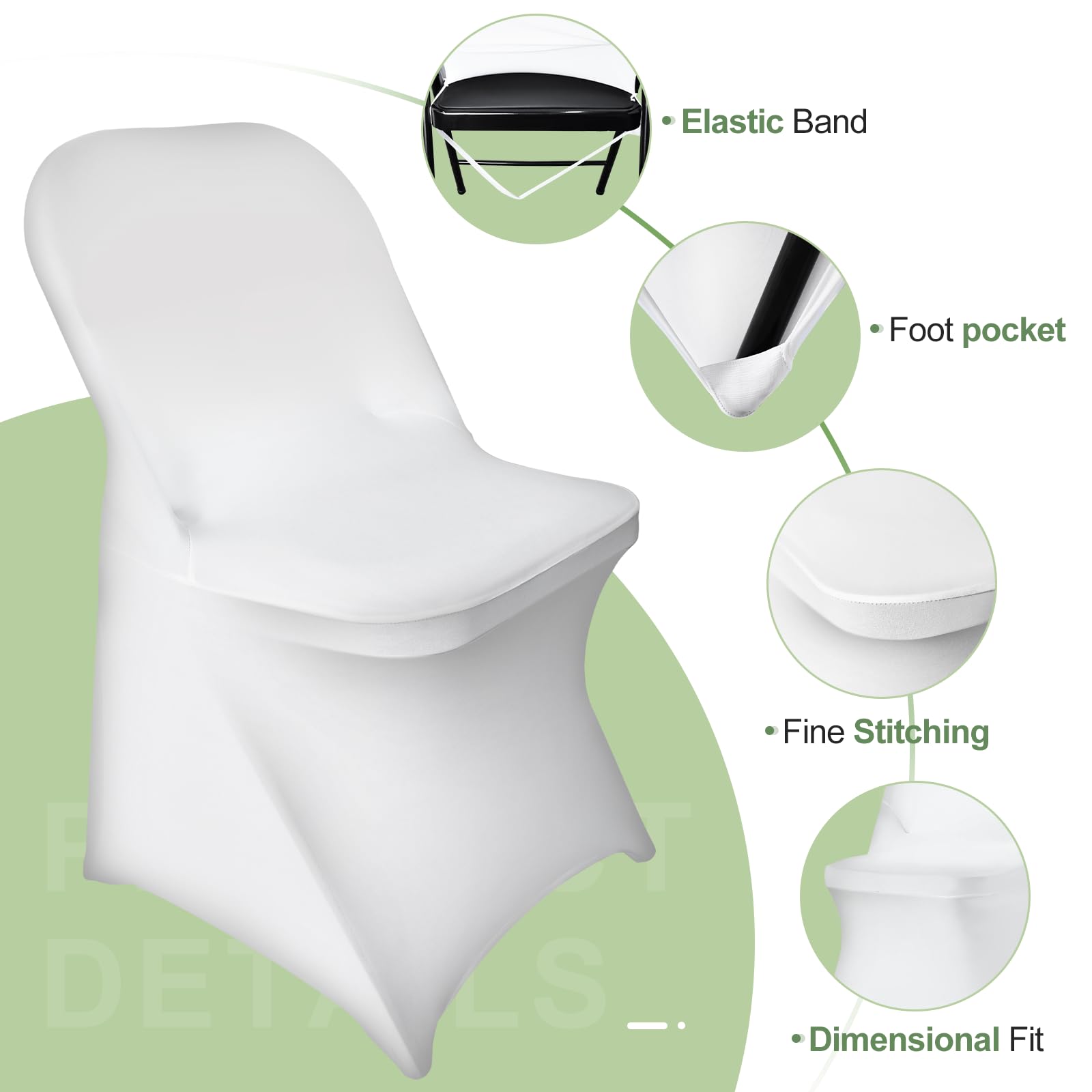 EMART 10-Pack White Folding Chair Covers - Stretchable Polyester Spandex Universal Fit Slipcovers for Weddings, Parties, Banquets & Holiday Celebrations | Perfect for Event Decor, Home Gatherings & Outdoor Celebrations