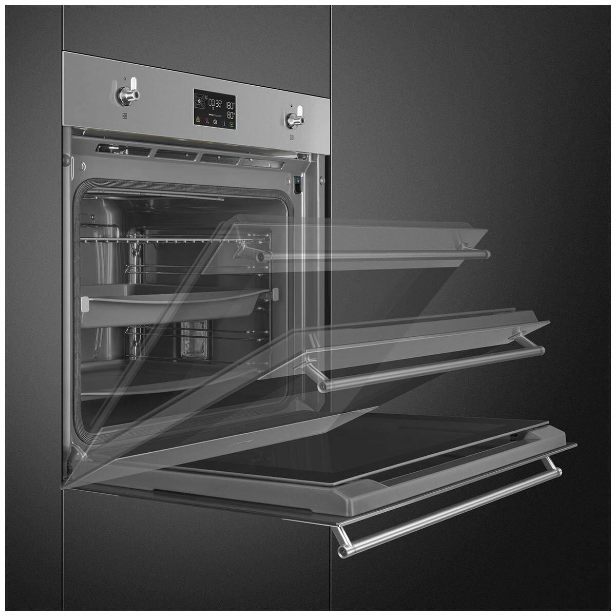 Smeg 60cm Classic Pyrolytic Steam Oven with Probe Stainless Steel SOPA6302S2PX - Professional Built-in Oven for Home Baking, Roasting & Steam Cooking - Perfect for Kitchens, Restaurants & Bakeries