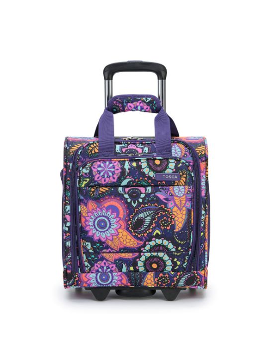 Tosca AIR5055 Underseat Trolley Case - Lightweight Carry-On Luggage with Paisley Design for Air Travel & Weekend Getaways