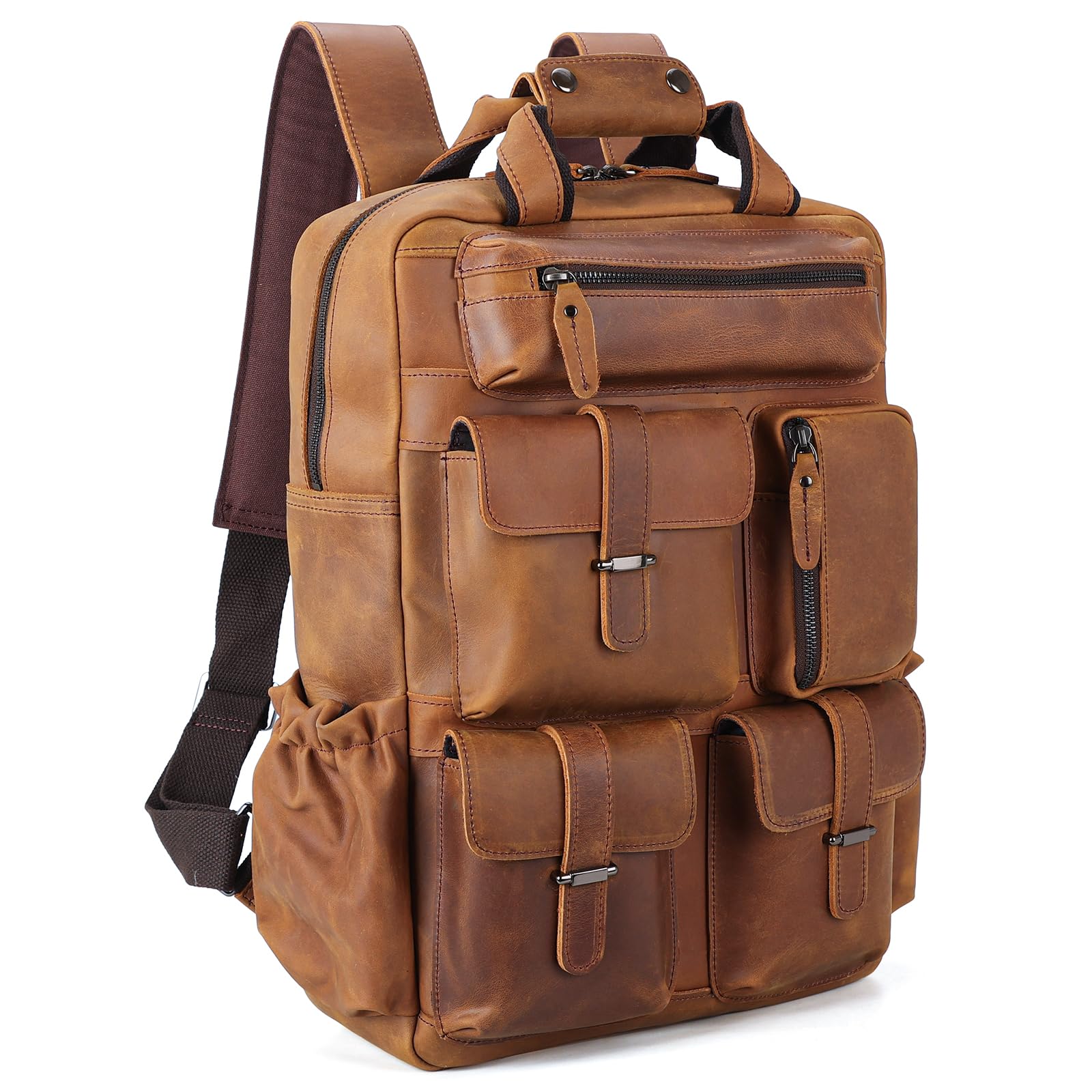 Premium Polare Cowhide Leather Laptop Backpack for Men - Stylish 15.6 Inch Business Travel Bag, Durable Daypack & Work Satchel - Perfect for Office Commute, College & Business Trips