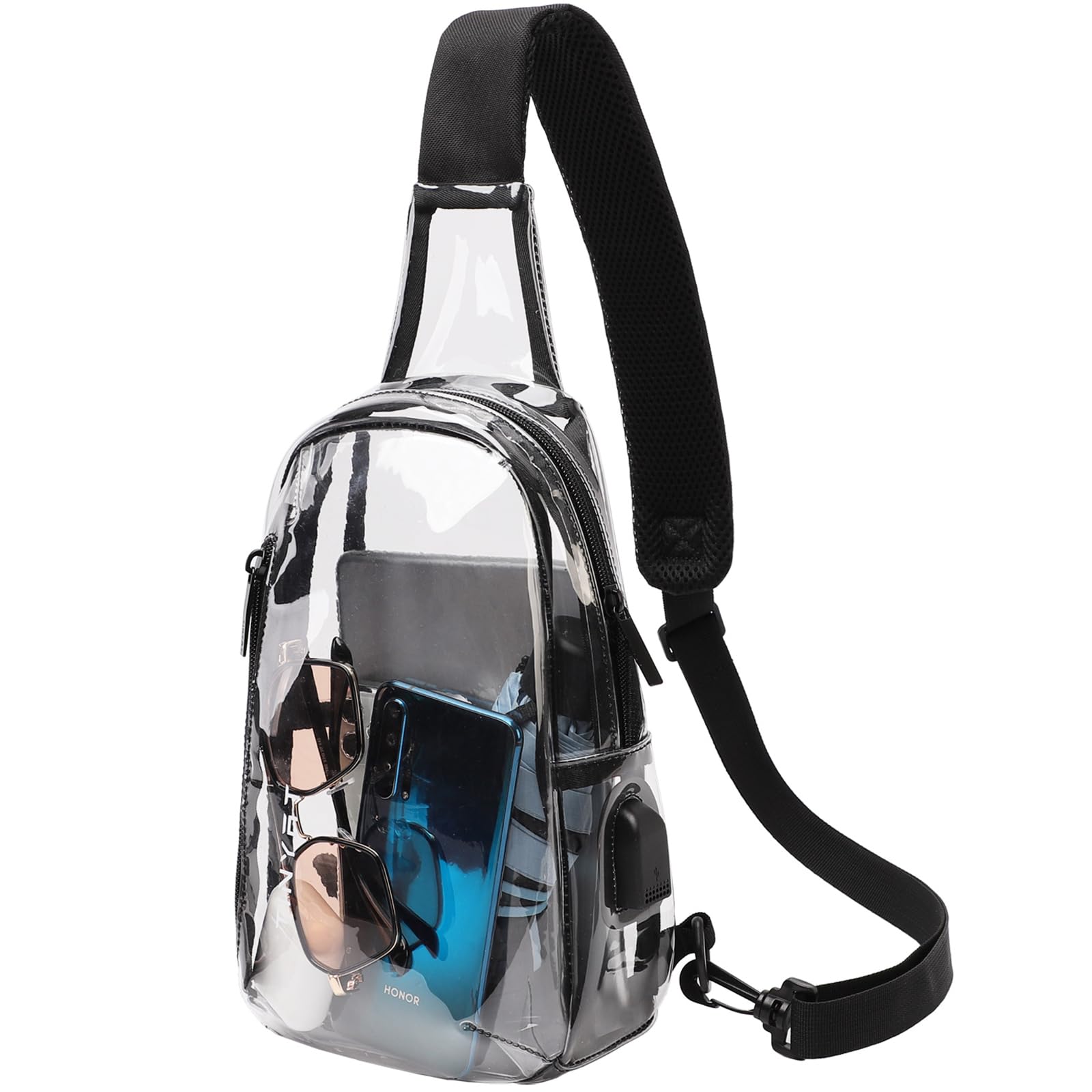 TINYAT Clear Sling Bag - Stadium Approved Transparent Crossbody Shoulder Bag for Men & Women - Perfect for Concerts, Sports Events, Travel & Everyday Use