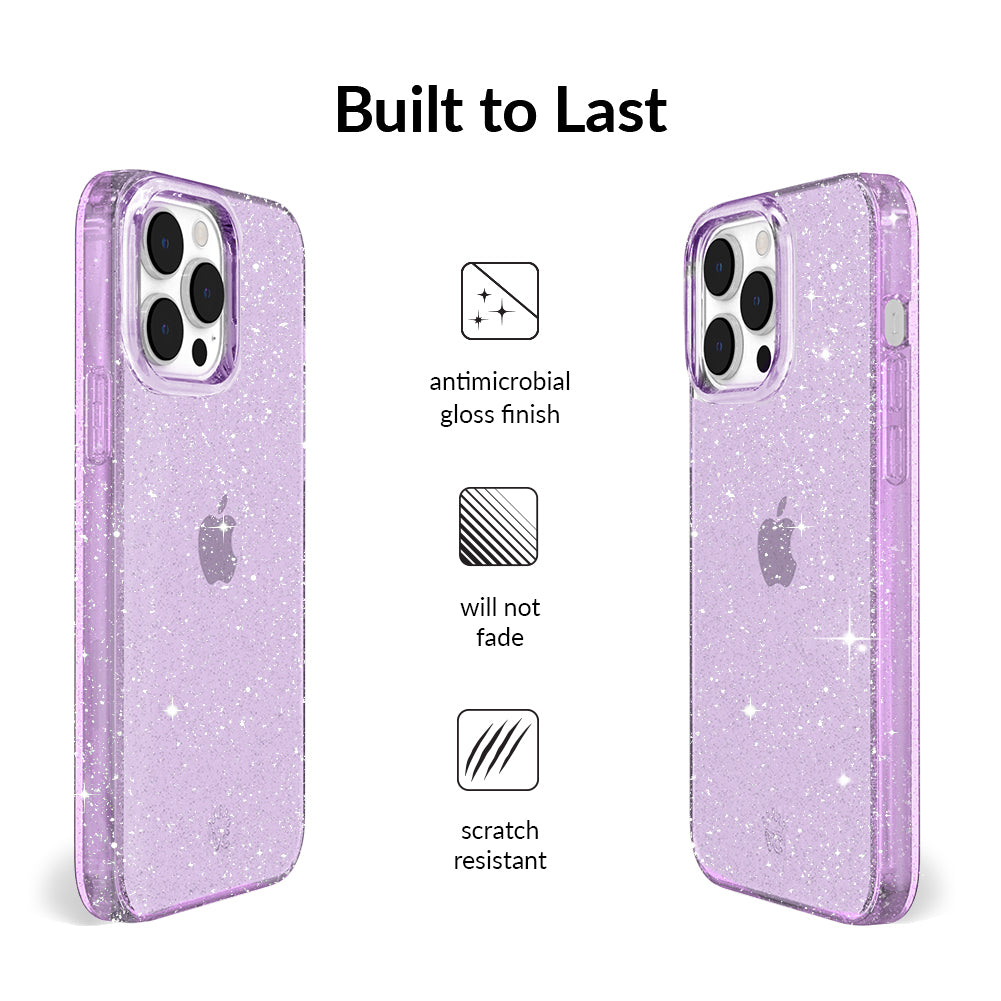 Lilac Stardust Glitter iPhone Case - Protective & Stylish Phone Cover for iPhone 13/14/15 - Perfect for Parties, Festivals & Everyday Use