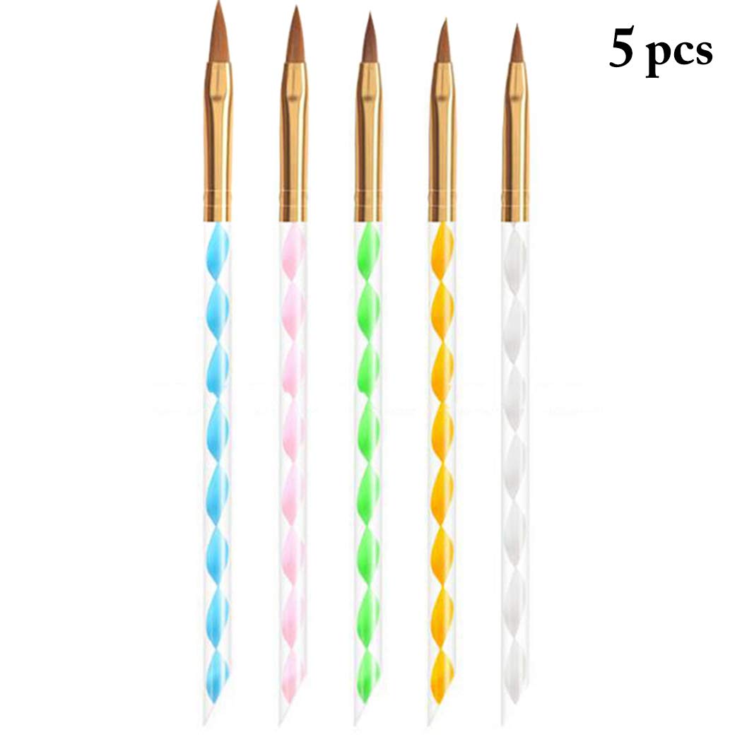 Boxoon 5PCS Professional Nail Art Brush Set - Assorted Nail Liner & Painting Brushes for Precise Nail Design - Perfect for Salon, Home Manicure & DIY Nail Art