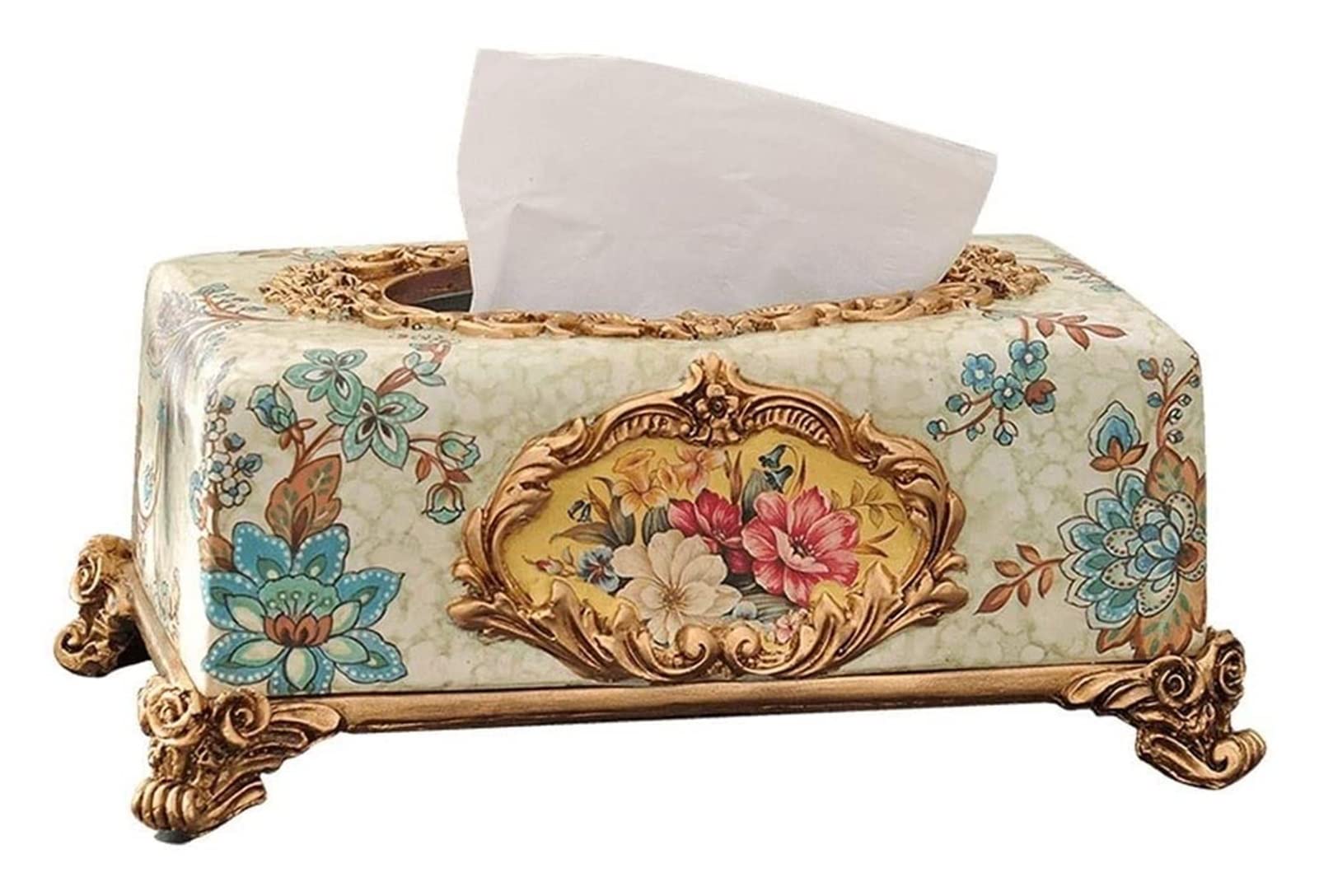 Premium Resin Tissue Box Cover - Luxury European Style Paper Towel Holder for Home, Office, KTV, Hotel & Car | Elegant Facial Napkin Case & Household Desk Accessory (Perfect for Living Room, Bathroom, Kitchen & Office Decor)