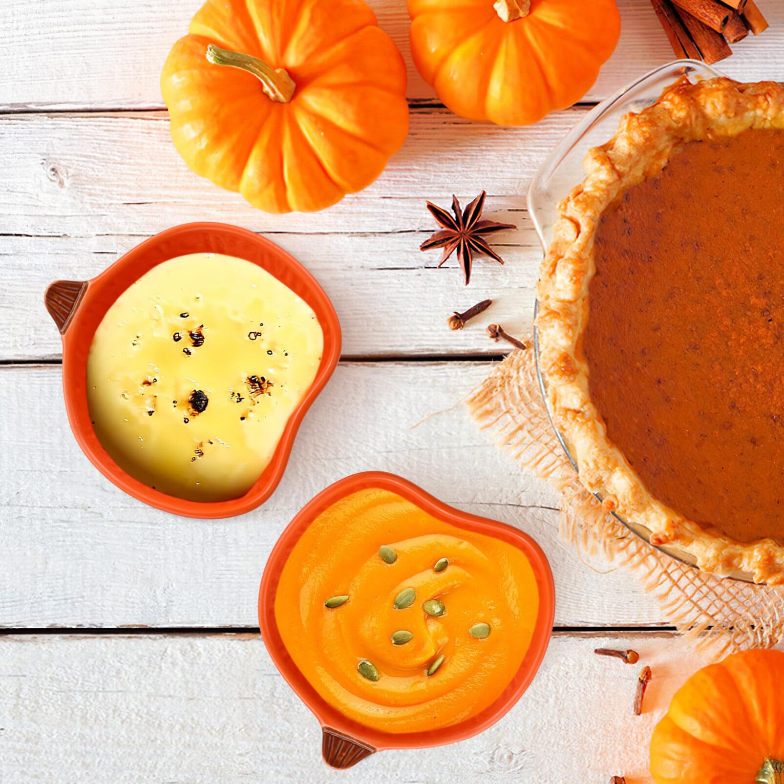 Luxshiny 2-Piece Pumpkin-Shaped Dipping Bowls Set - Small Condiment Dishes for Soy Sauce, Vinegar, and Seasonings - Perfect for Halloween Parties, Sushi, Dumplings, and Asian Cuisine