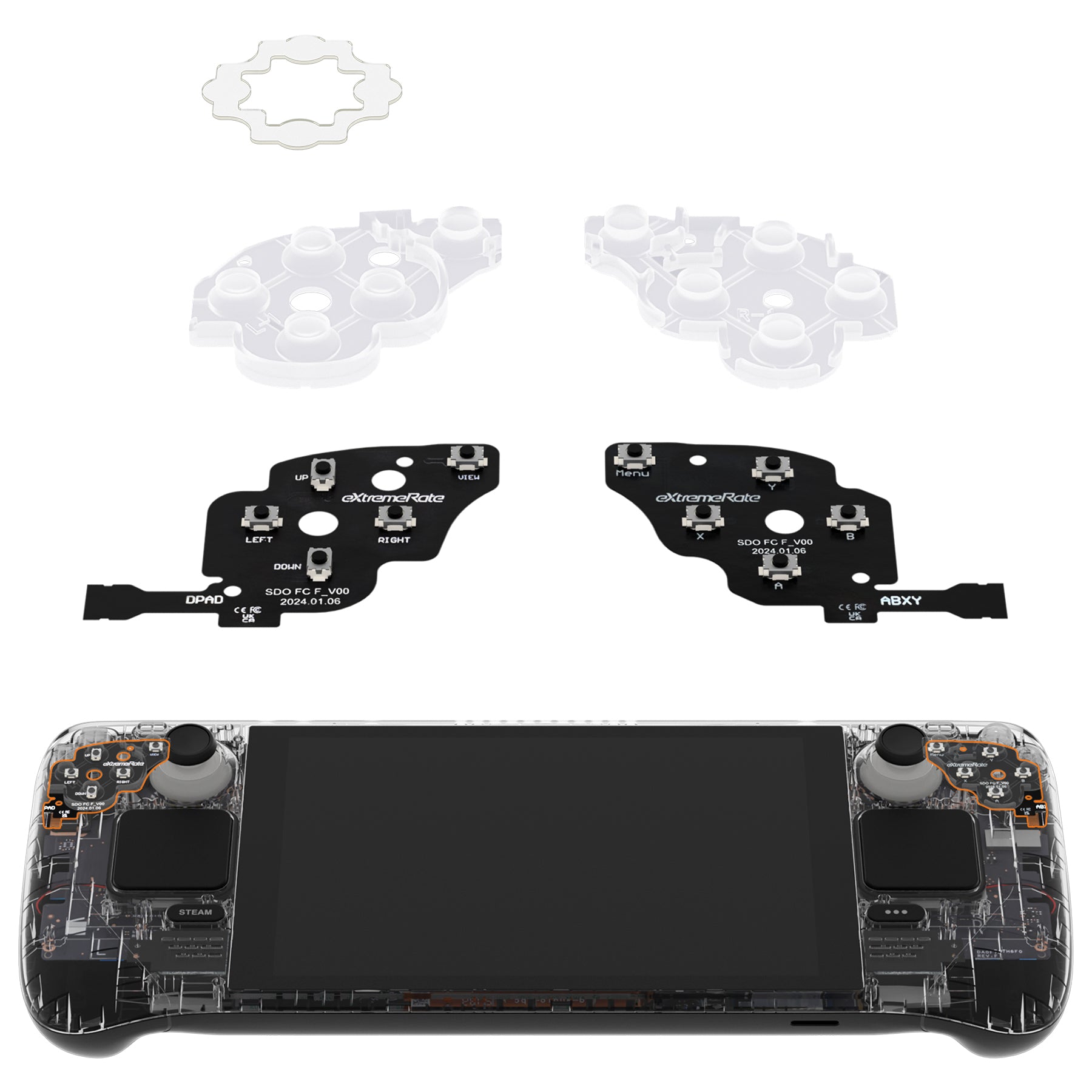 eXtremeRate Face Clicky Kit for Steam Deck OLED - Replacement Buttons & Triggers for Enhanced Gaming Performance | Perfect for Steam Deck OLED Handheld Console Upgrades | Ideal for Competitive Gaming & Long Play Sessions