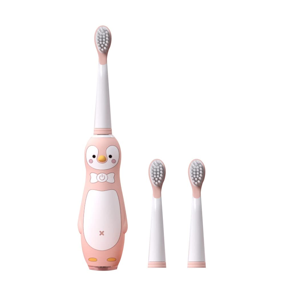BBFQL Rechargeable Electric Toothbrush for Kids - Soft Bristles Sonic Toothbrush with 2 Brush Heads, Pink (18.3 x 3.7cm) - Gentle Dental Care for Children's Teeth & Gums, Perfect for Travel & Home Use