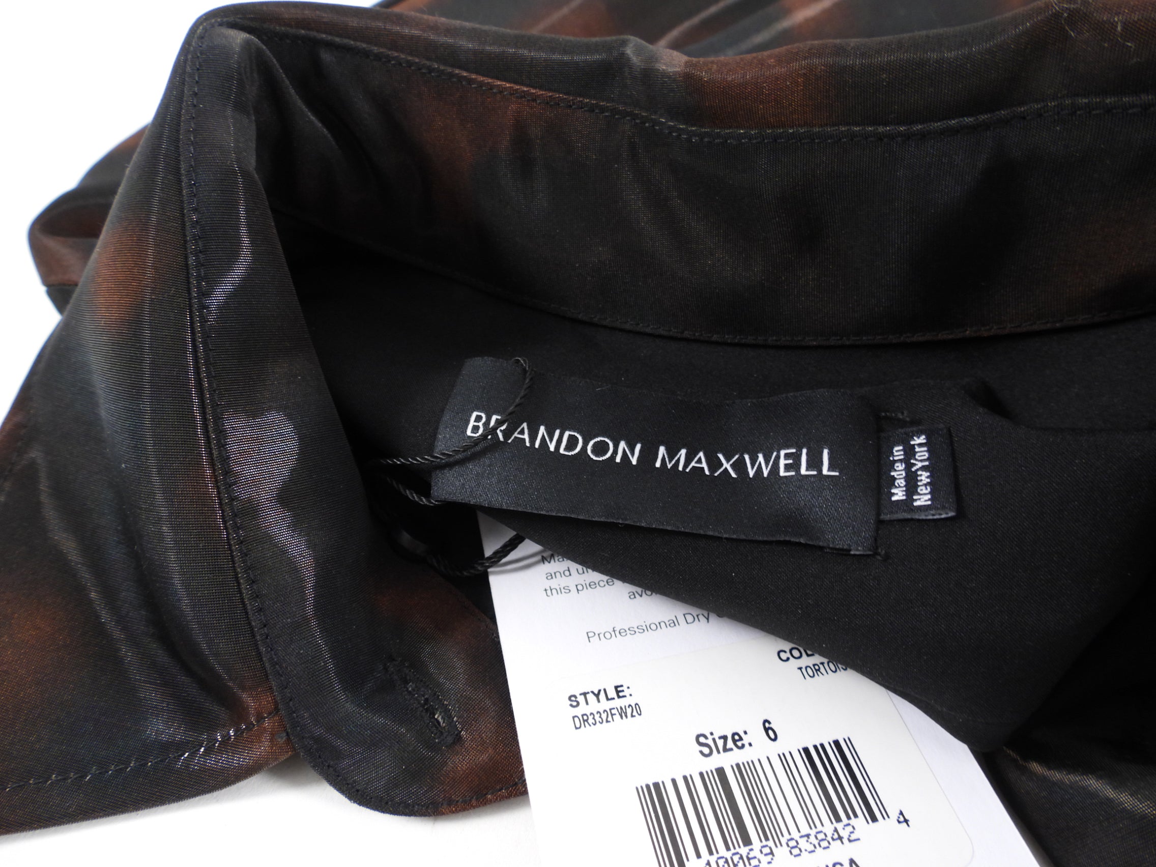 Brandon Maxwell NY Tortoise Collared Cocktail Dress - Size 6 | Elegant Party & Evening Wear for Women | Perfect for Weddings, Galas & Formal Events