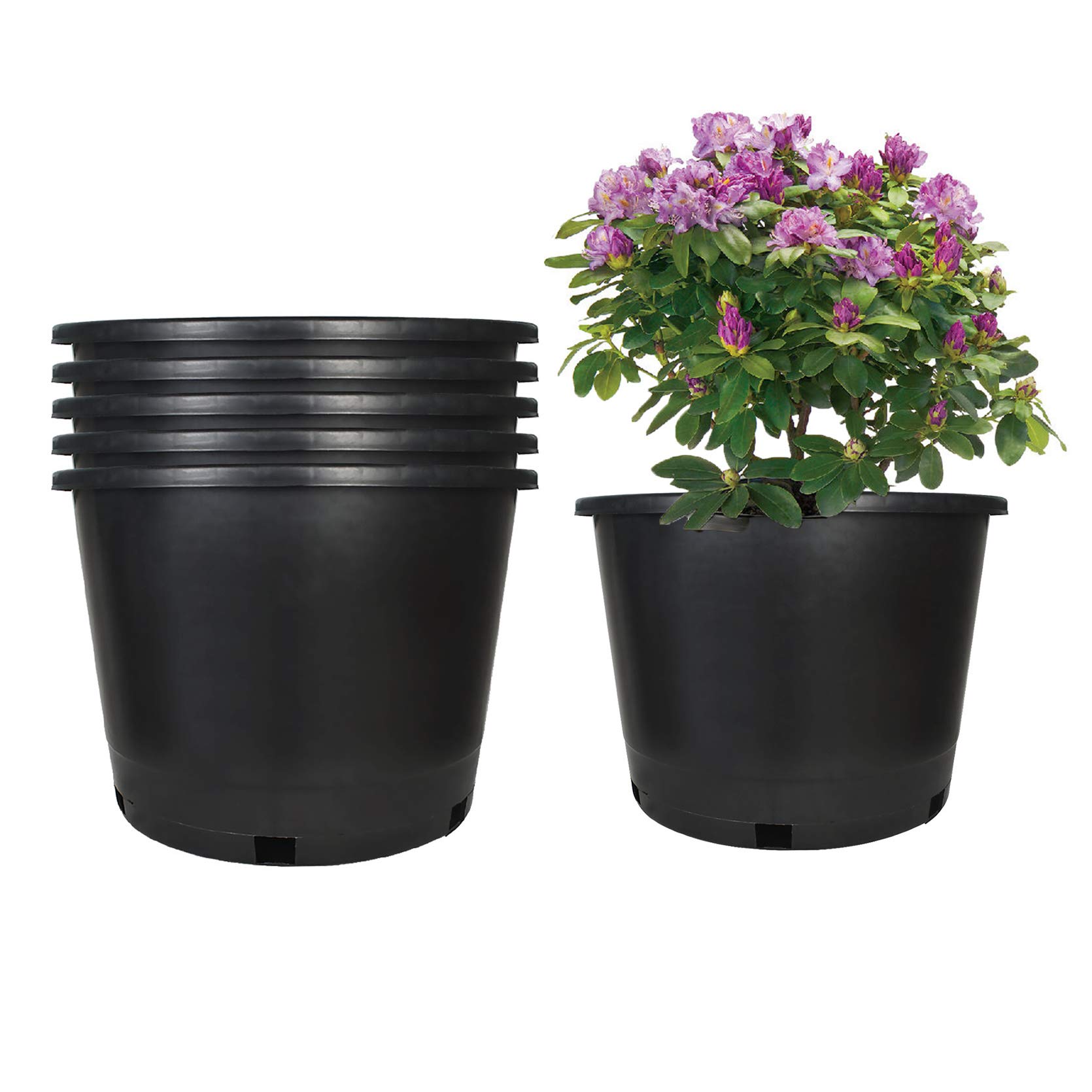 TINVHY 5-Pack 25 Gallon Premium Black Nursery Pots - Heavy Duty Plant Containers for Indoor/Outdoor Gardening, Trees & Large Plants - Durable Garden Planters with Drainage Holes