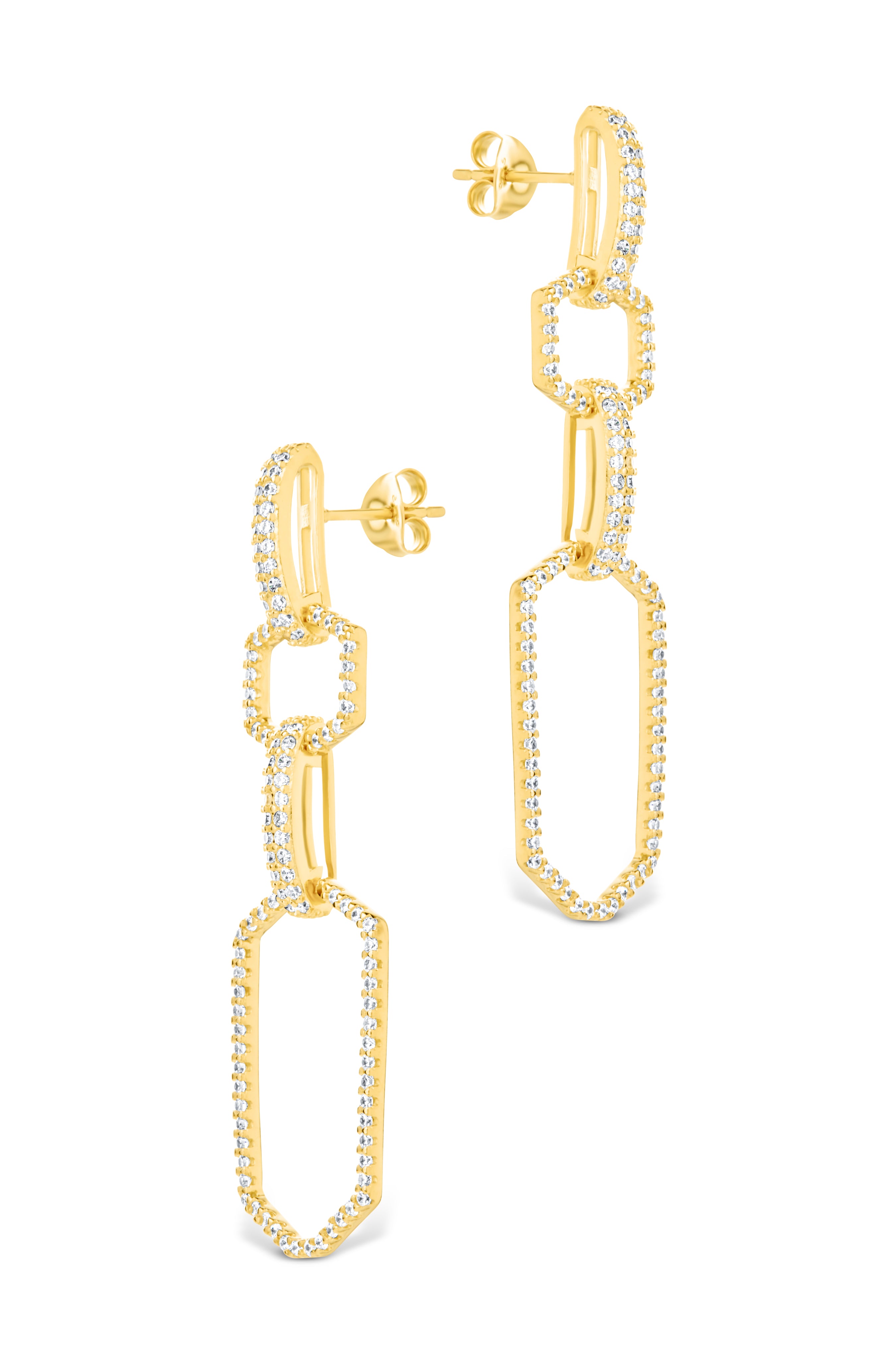 Harlene CZ Chain Link Drop Stud Earrings for Women - Sparkling Cubic Zirconia Dangle Earrings for Party, Wedding & Evening Wear