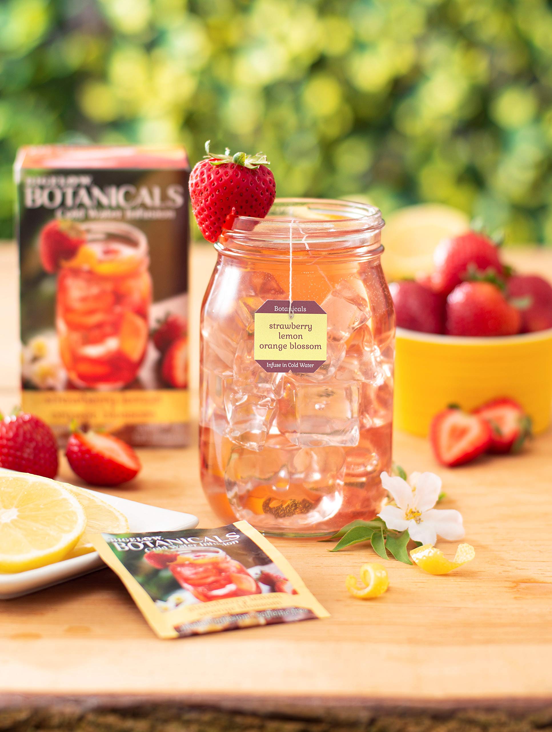 Bigelow Botanicals Cold Water Infusion Strawberry Lemon Orange Blossom Herbal Tea Bags - Caffeine Free, 18 Count (Pack of 1) - Refreshing Iced Tea for Summer, Relaxation & Hydration