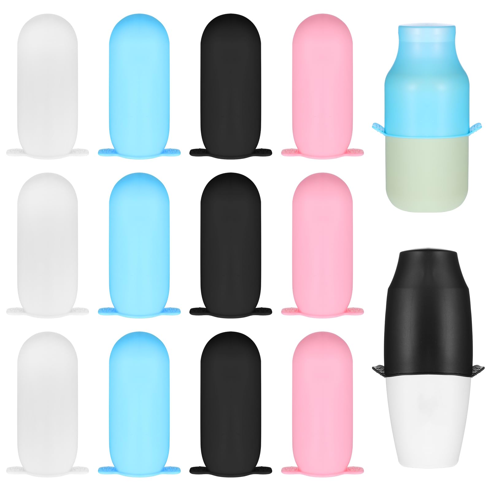 12PCS Silicone Bottle Covers for Travel - Elastic Leak Proof Sleeves for Shampoo, Conditioner & Toiletries | Reusable Travel Essentials for Toiletry Bottles | Perfect for Airplane, Camping & Gym Use