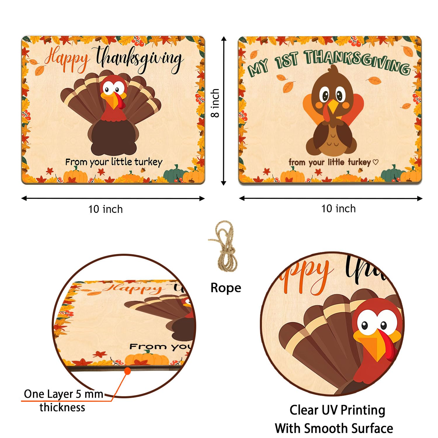 DIY Baby's First Thanksgiving Footprint Sign - Newborn Fall Keepsake, Holiday Milestone Card for Boys & Girls - Perfect Baby Shower Gift & New Mom Present - Great for Thanksgiving Decor, Nursery Display & Family Memory Preservation