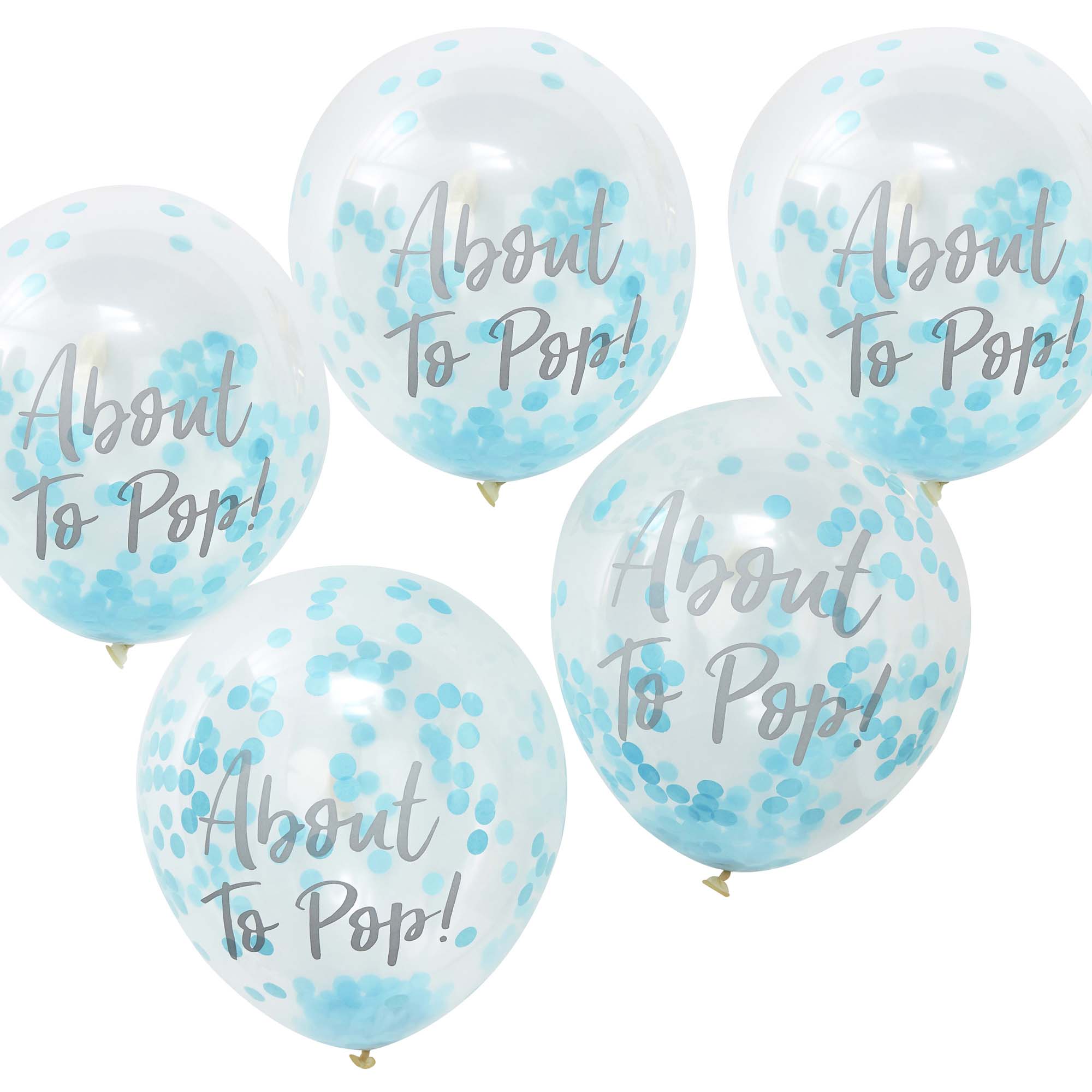 Blue Confetti Latex Balloons 12 Inch - Pack of 5 | Gender Reveal, Baby Shower & Birthday Party Decorations