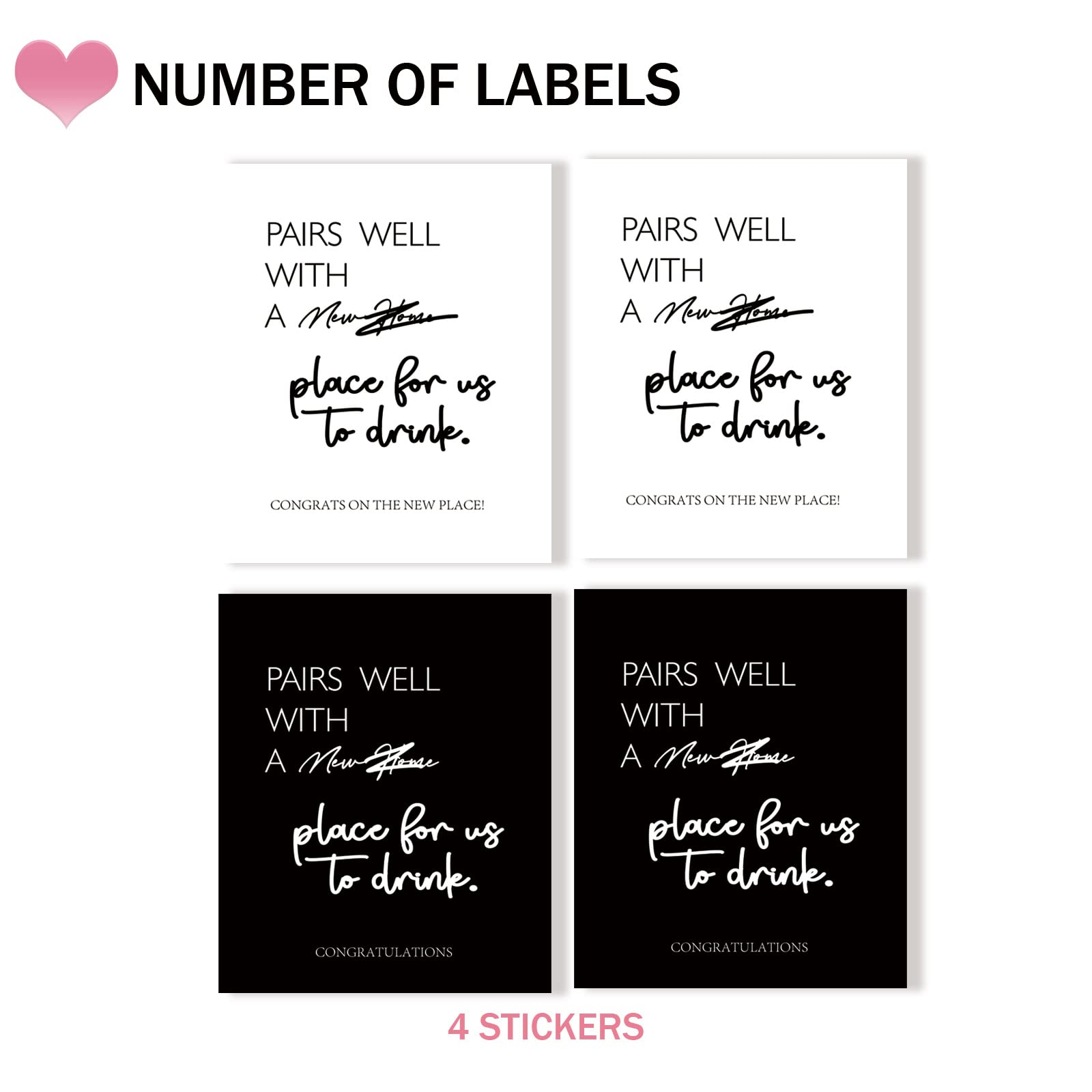 4 Pcs Wine Bottle Labels - Perfect Housewarming Gift for New Homeowners | Funny 