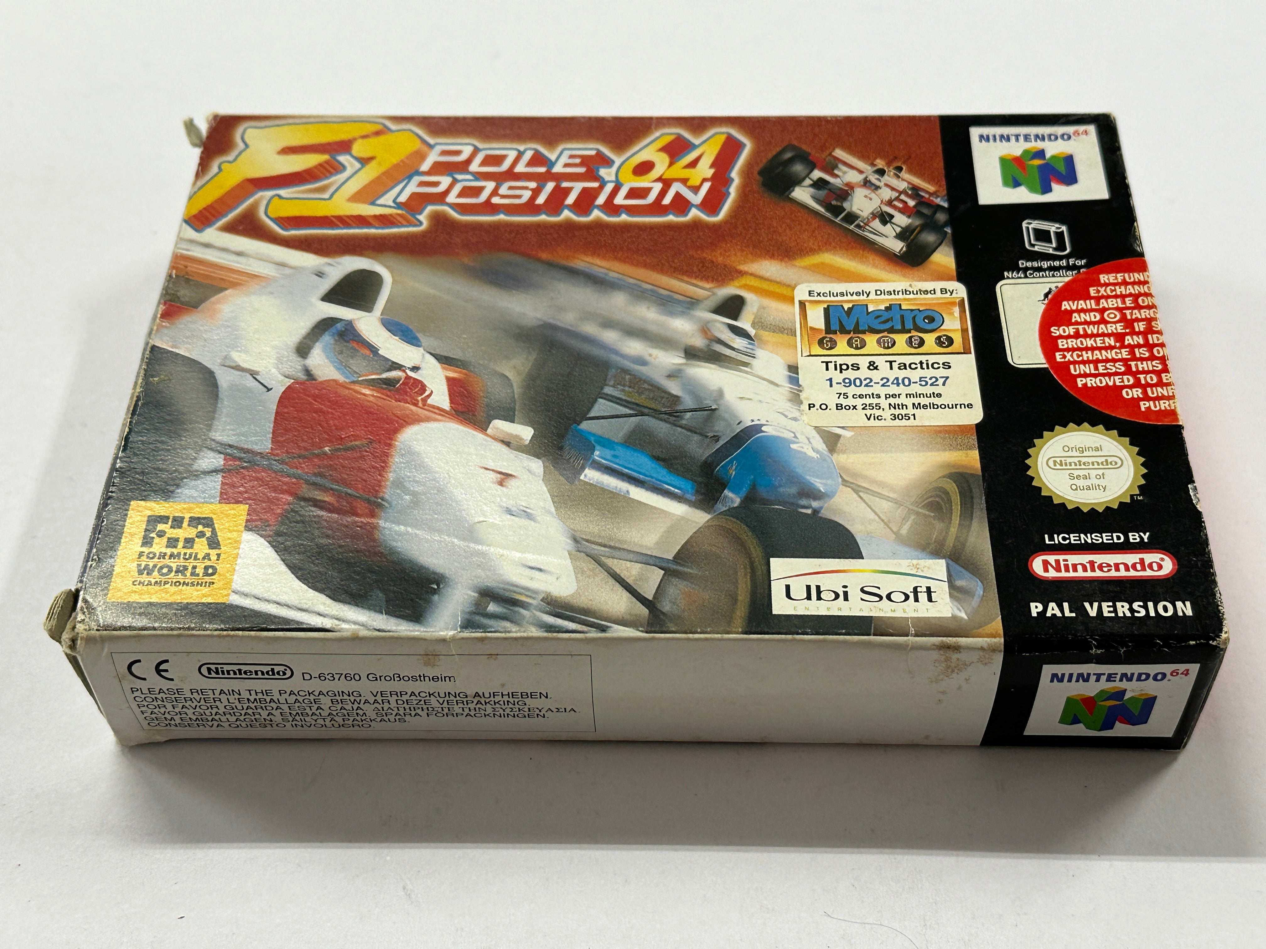 F1 Pole Position 64 Complete In Box - Nintendo 64 Racing Game - Perfect for Retro Gaming Enthusiasts & Collectors - Great for Game Nights & Nostalgic Play