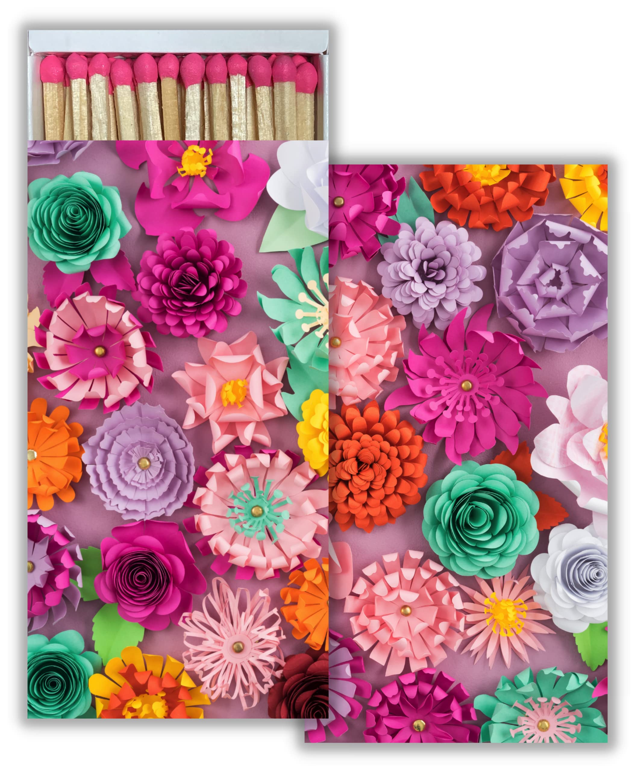 Origami Flowers Decorative Matchboxes with Wooden Matches - Set of 3 | Perfect for Lighting Candles, Fireplaces, Grills, Camping & Home Decor | Elegant Gift for Weddings, Parties & DIY Crafts