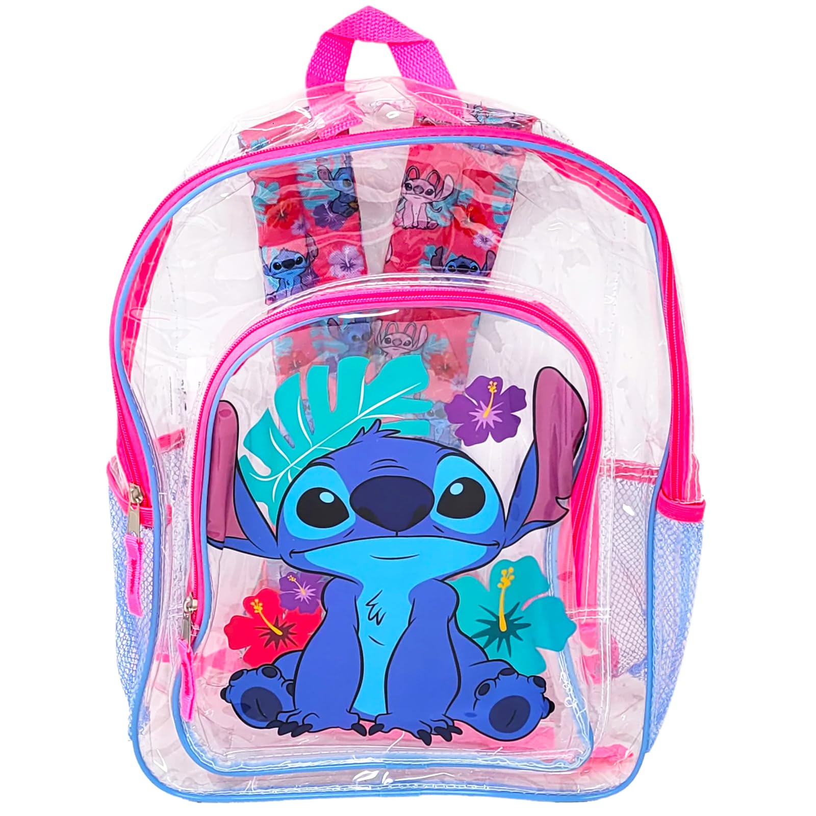 Lilo and Stitch Clear Backpack 16 Inch for Girls - Disney Transparent School Backpack with Stickers | Perfect for School, Travel, and Disney Theme Parties