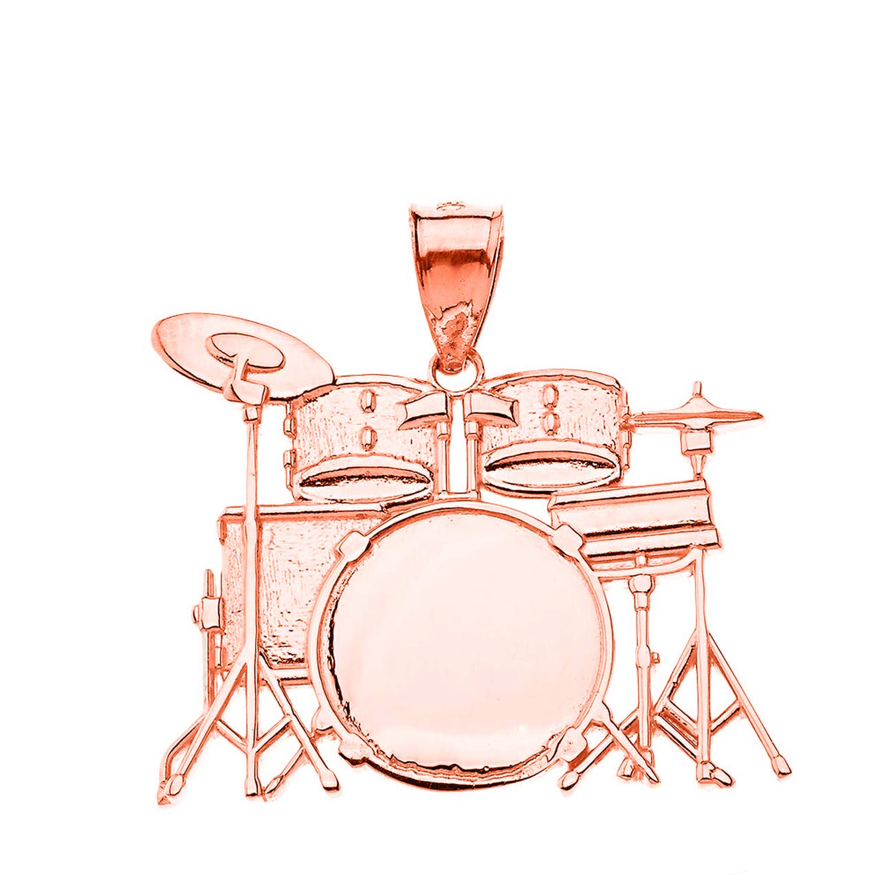 10K Rose Gold Music Drum Set Charm Pendant - Certified Dainty Jewelry for Musicians & Music Lovers - Perfect Gift for Birthdays, Anniversaries & Special Occasions