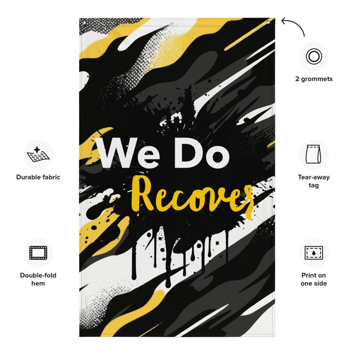 We Do Recover - Inspirational Recovery Flag for Addiction & Mental Health Awareness - Perfect for AA Meetings, Sober Living Homes & Support Groups