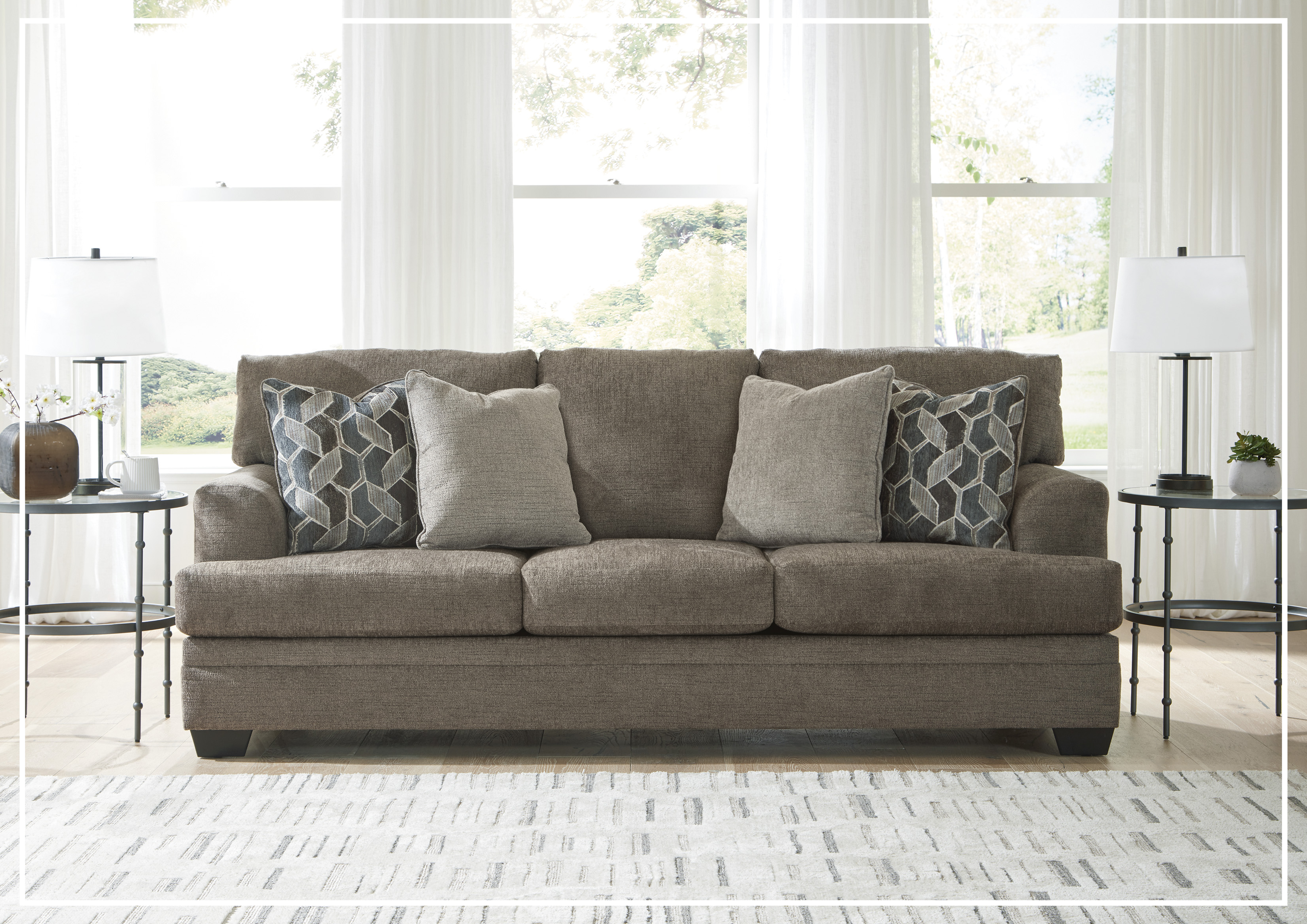 Gio Italia Seabrook 3-Seater Sofa in Taupe - Modern Upholstered Living Room Furniture for Home & Office Comfort
