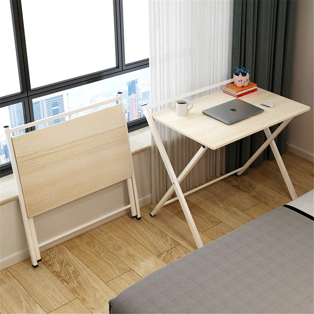 ANGELA Folding Patio Side Table - Wood & Metal Combination - Portable Laptop Stand, Reading & Work Table - Perfect for Home, Garden, Outdoor & Office Use - Ideal for Coffee Break, Relaxing & Remote Work