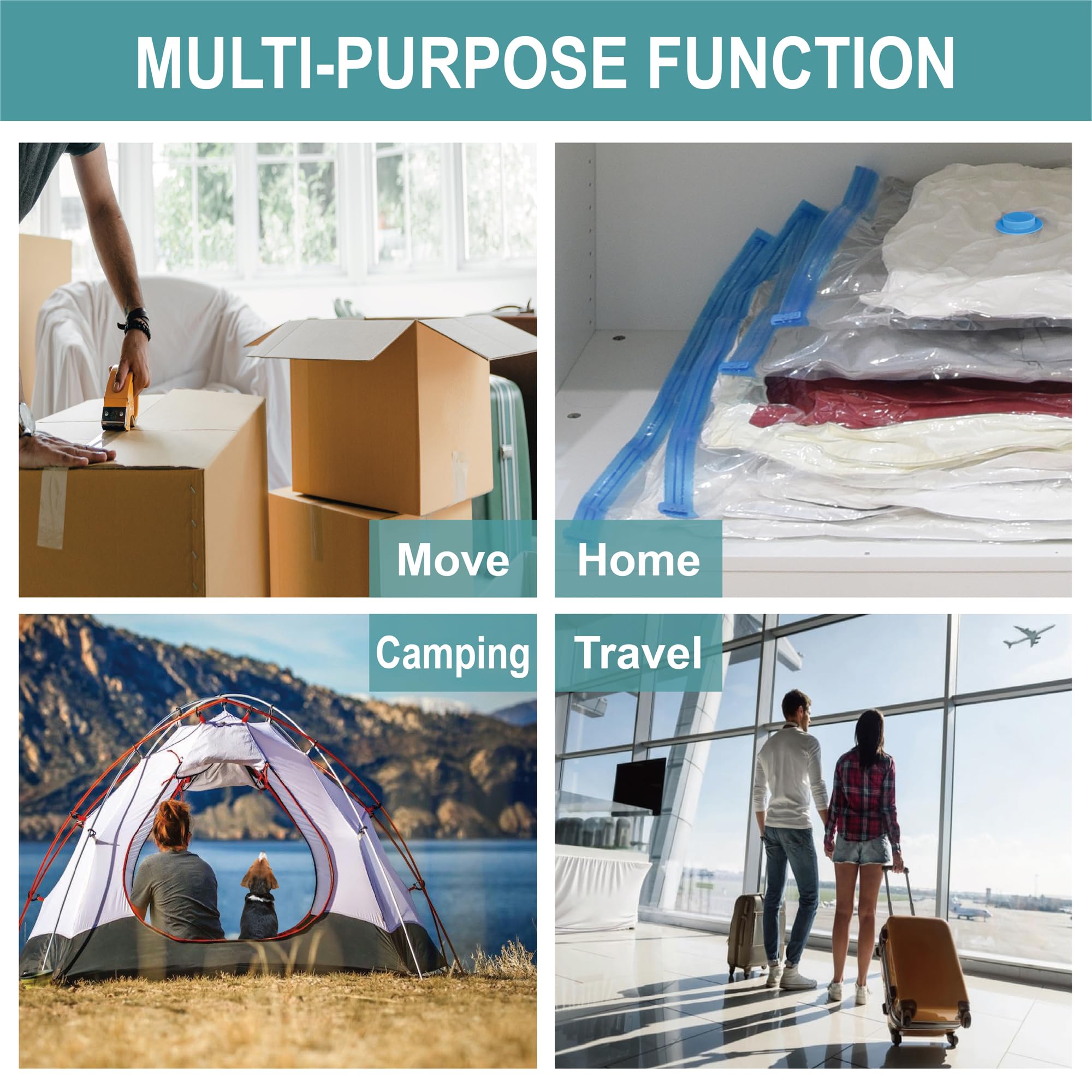 20 Pack Vacuum Storage Bags with Electric Pump (3 Jumbo/3 Large/7 Medium/7 Small) - Space Saving Compression Bags for Clothes, Comforters, Blankets & Bedding - Perfect for Travel, Seasonal Storage & Home Organization