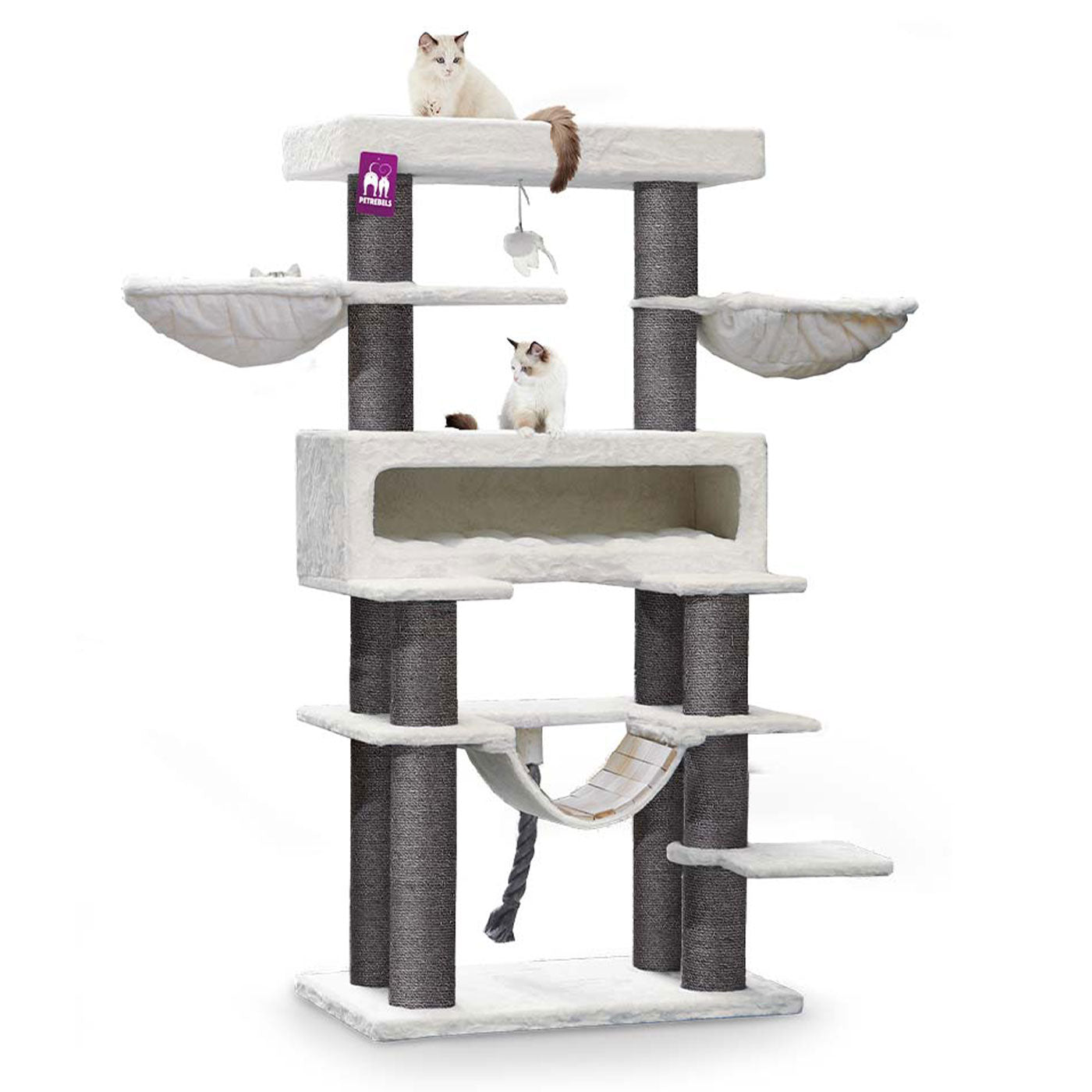 Lucky Rebels Lookout 198cm Cat Tree - Large Multi-Level Cat Tower with Scratching Posts & Perches for Indoor Cats | Perfect for Play, Rest & Climbing in Home or Apartment
