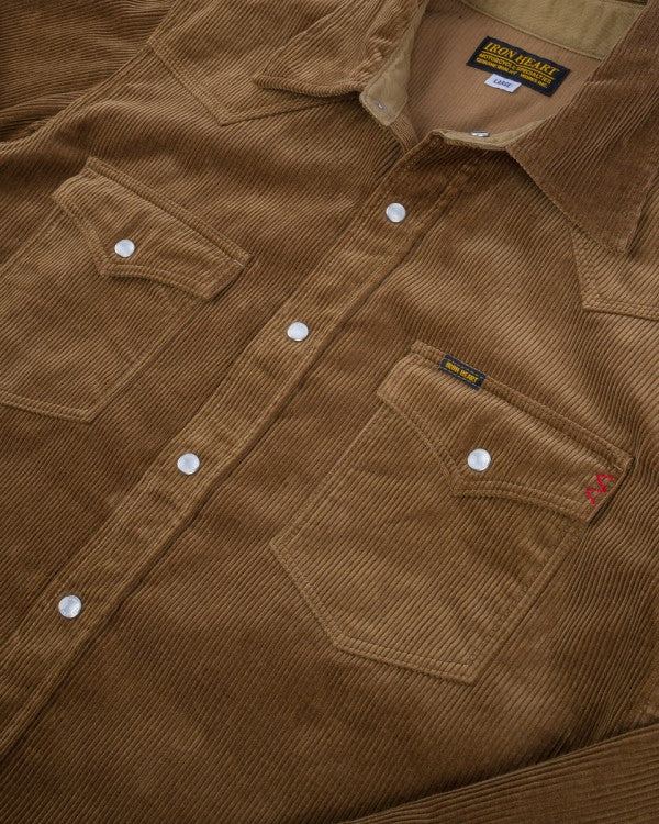 Iron Heart IHSH 398 11oz Corduroy Western Shirt in Camel - Durable Workwear for Cowboy Style & Outdoor Adventures