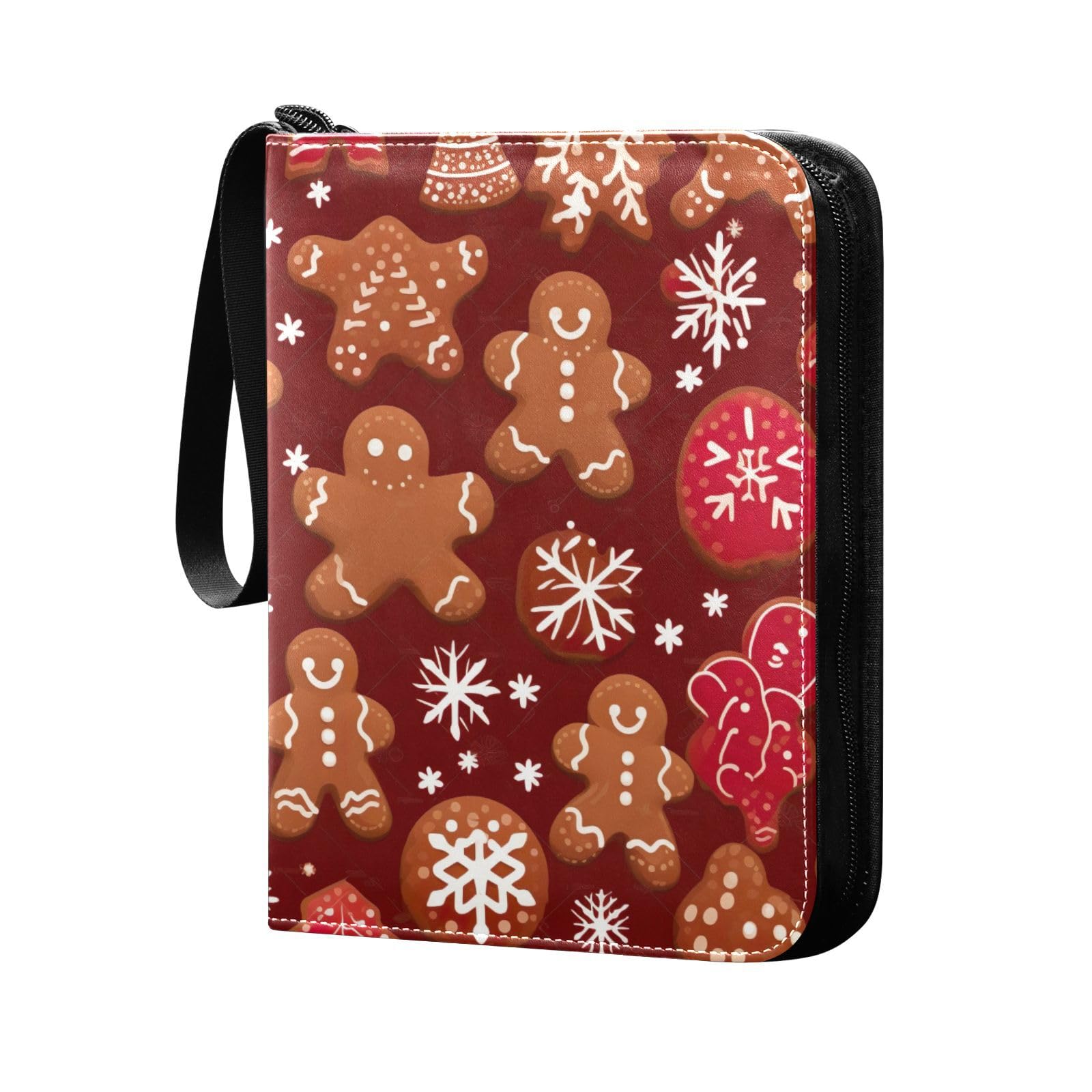Gingerbread Christmas Card Binder - 4 Pocket Trading Card Holder Book with 50 Sleeves, Holds 400 Cards | 3-Ring Collector Album for Sports & Game Cards | Perfect for Holiday Gifts & Card Trading Events