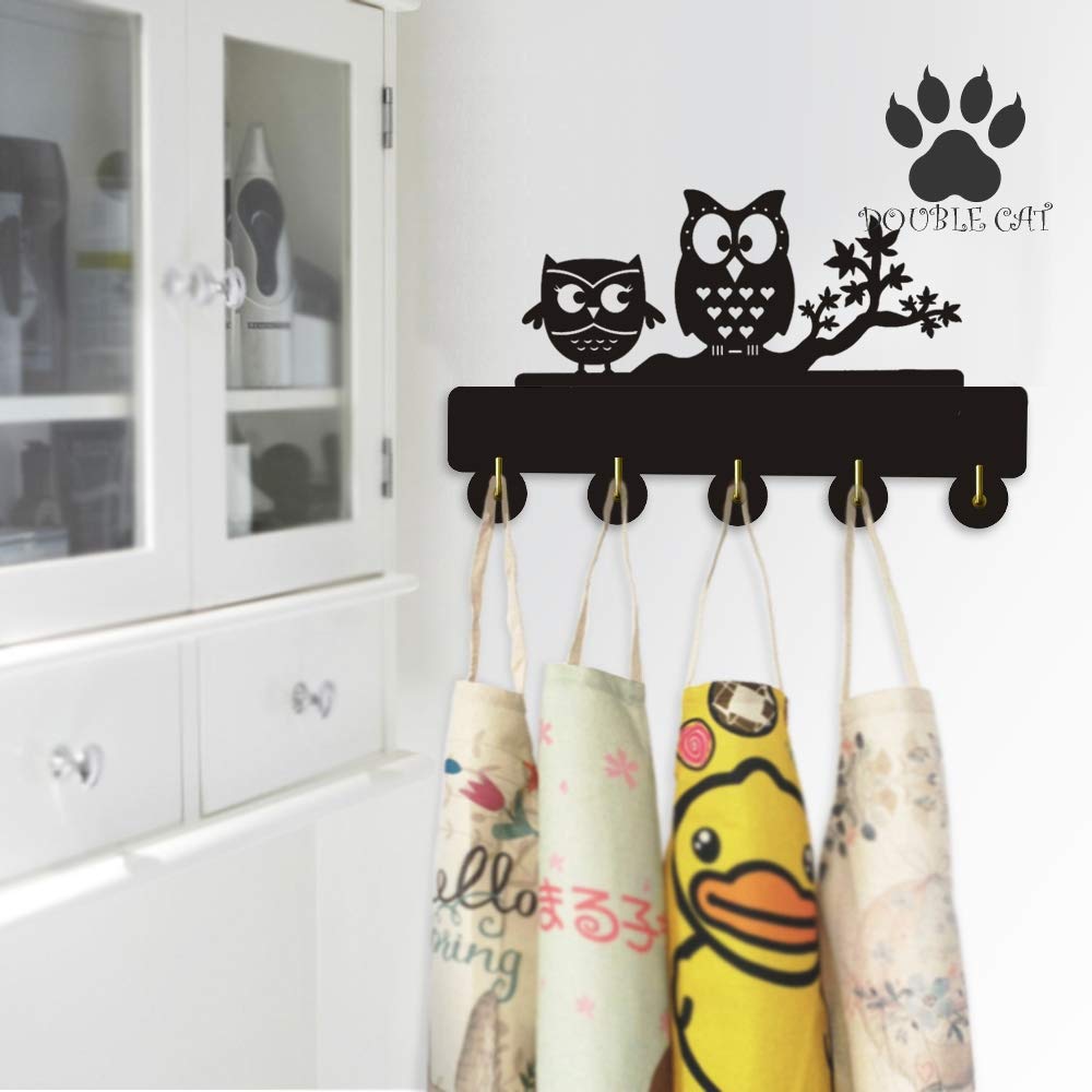 Creative Owl-Shaped Wooden Wall Hooks - Black Wood Coat Key Holder for Entryway & Bedroom Organization | Durable Quality Wooden Hooks for Hanging Coats, Hats, Bags & Keys