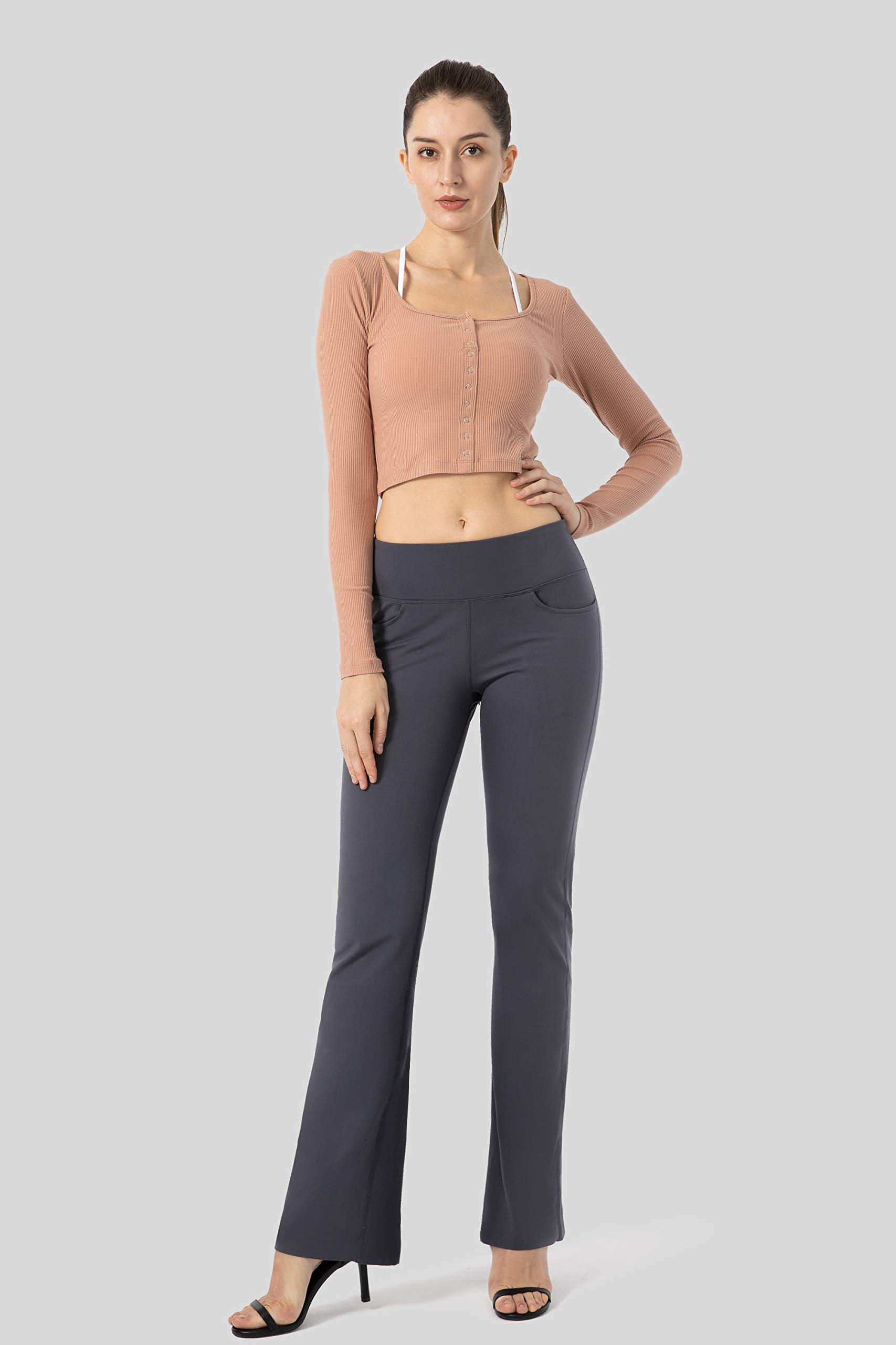 Gradual Women's High Waist Yoga Pants with 4 Pockets - Bootcut Work Dress Pants for Office, Yoga & Casual Wear