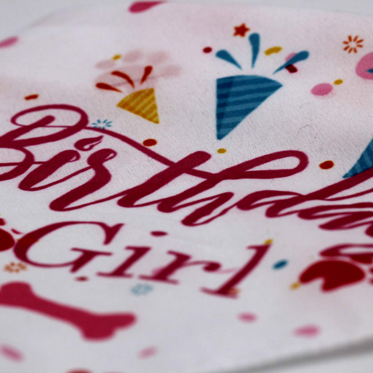 Blue Leaves Dog Birthday Bandana - Cute Birthday Girl Dog Scarf for Medium & Large Dogs - Perfect for Birthday Parties & Photo Props