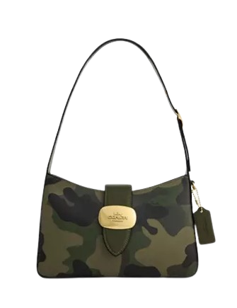 Coach Eliza Camo Print Zipper Shoulder Bag for Women - Stylish Crossbody Purse for Work, Travel & Everyday Use