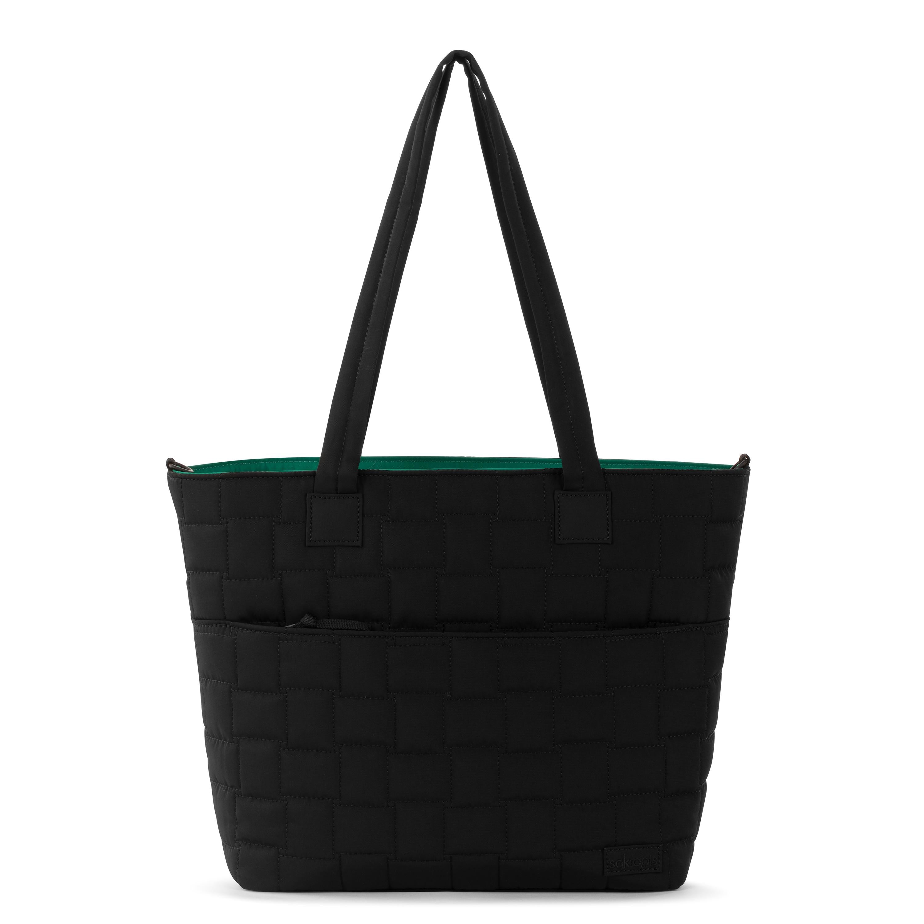 Willow EcoTwill Shoulder Tote Bag - Black Woven Quilted Handbag for Women | Perfect for Work, Travel & Everyday Use