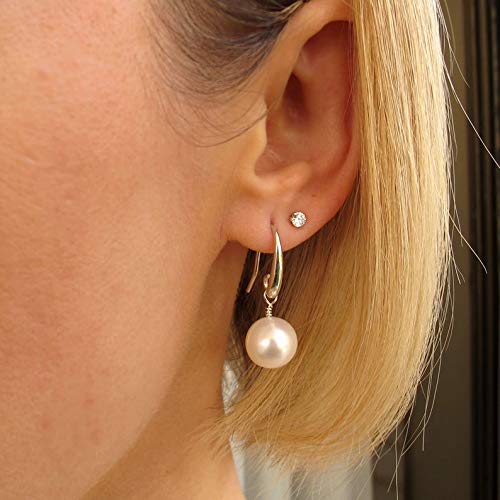 AAA Freshwater Pearl Earrings 10mm - Ivory White Dangle Drop Earrings in Sterling Silver | Perfect for Weddings, Parties & Elegant Occasions