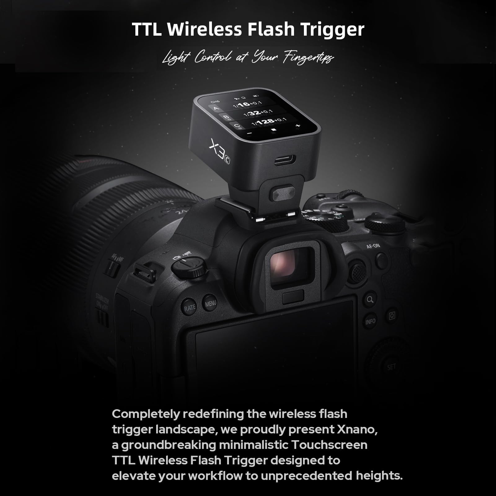 Godox X3C 2.4G Wireless Flash Trigger Transmitter for Canon Cameras - TTL Autoflash, Large OLED Touchscreen, 32 Channels, 16 Groups, USB Port - Perfect for Studio Photography, Wedding Shoots & Outdoor Flash Photography