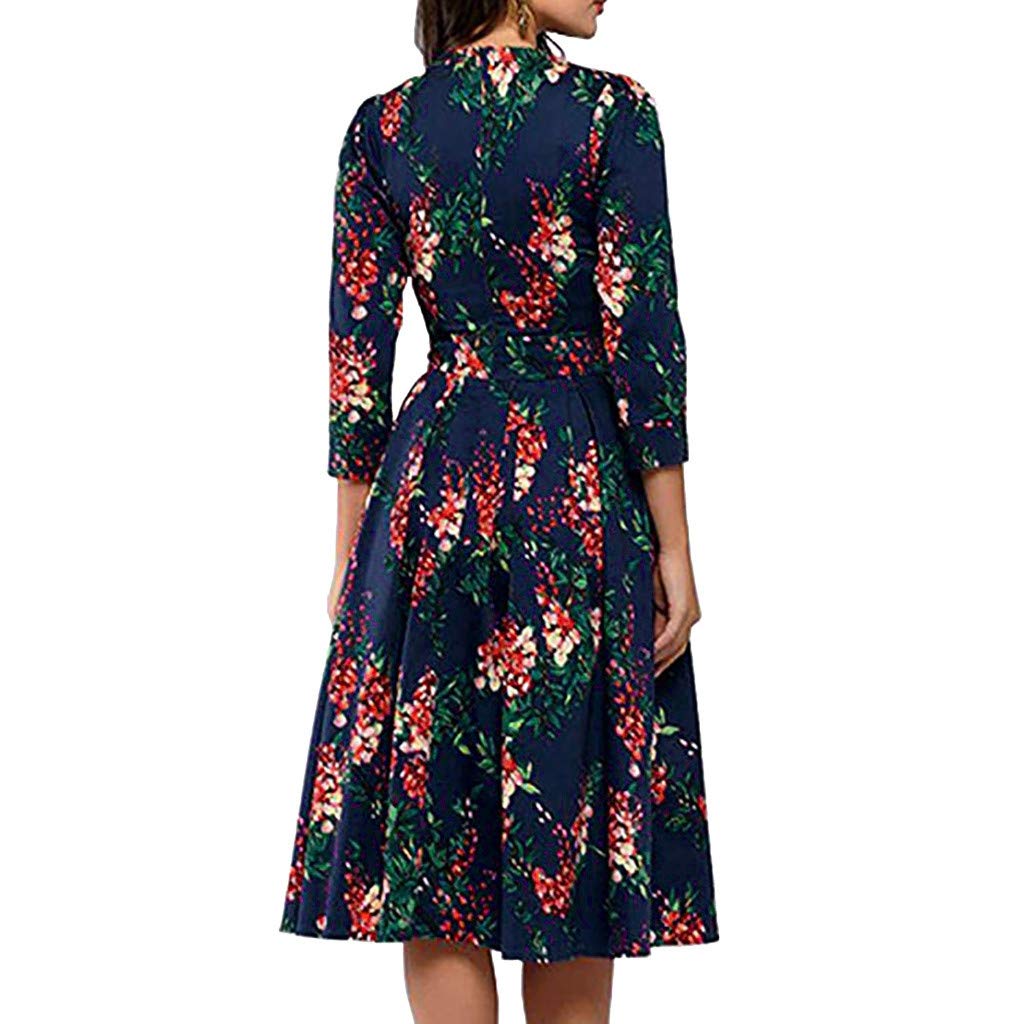 Elegant Long A-Line Floral Vintage Print Evening Party Dress for Women | Casual & Formal Occasions | Perfect for Weddings, Prom, Date Night & Special Events