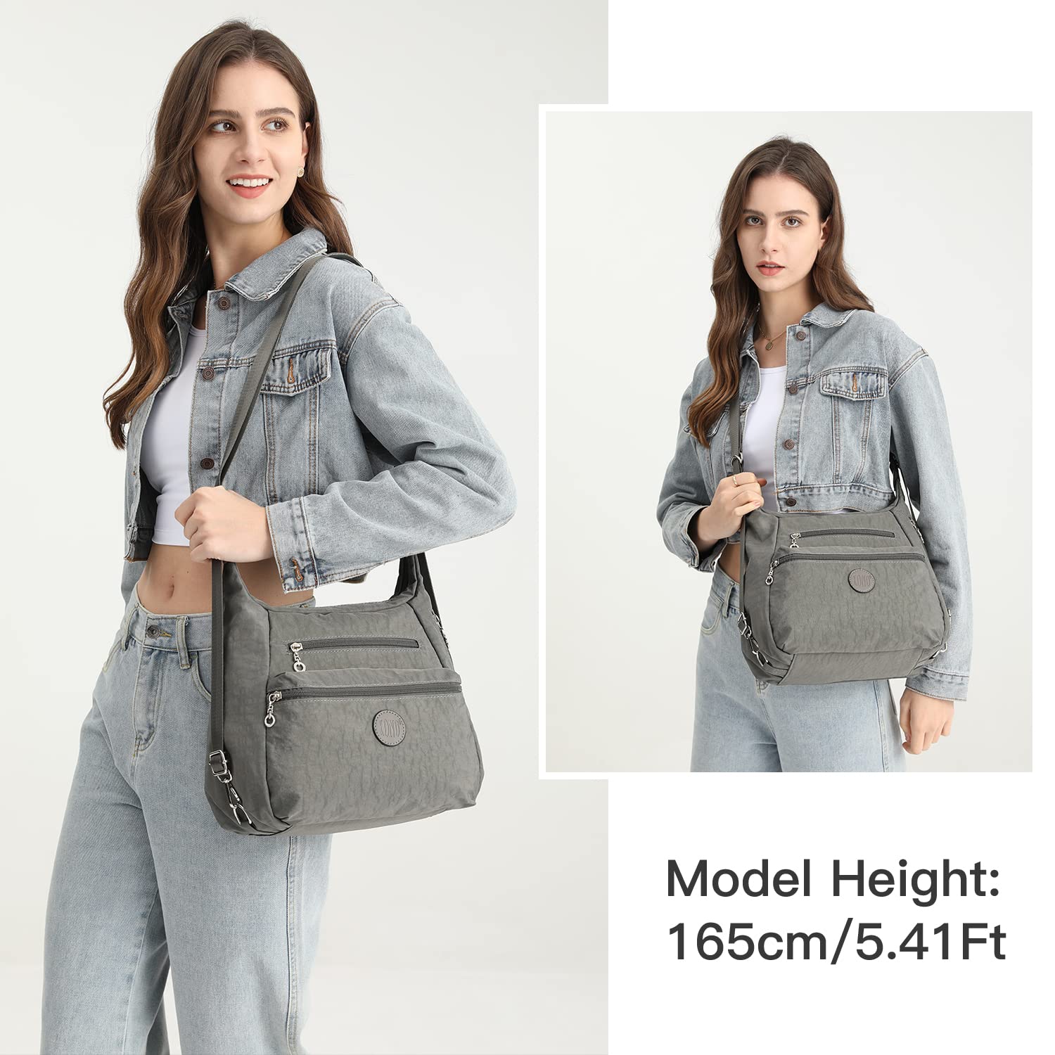 KONO Women's Waterproof Anti-Theft Shoulder Bag - Stylish Travel Backpack for Teen Girls & Women, Lightweight Tote for Commuting, School & Outdoor Adventures (Grey)