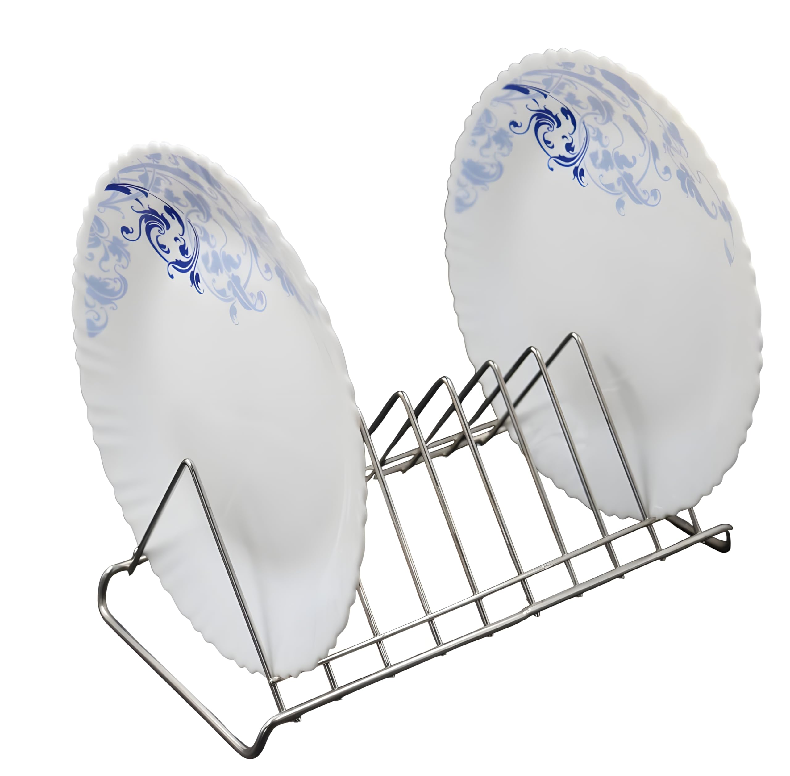 STANDIFY Stainless Steel Thali Rack - Durable Dish Rack & Plate Stand Organizer with Lid Holder - Perfect for Kitchen Countertop Storage & Utensil Organization