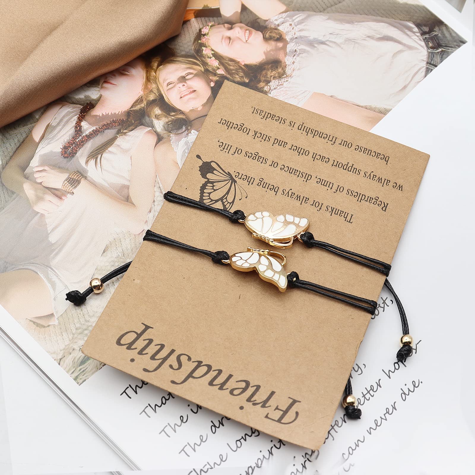 YOOESTORES82 Best Friends Friendship Bracelets Anklet - Long Distance BFF Bracelets, Matching Butterfly Bracelets for Women, Promise Anklet Birthday Gifts for Besties, Sister, and Couples