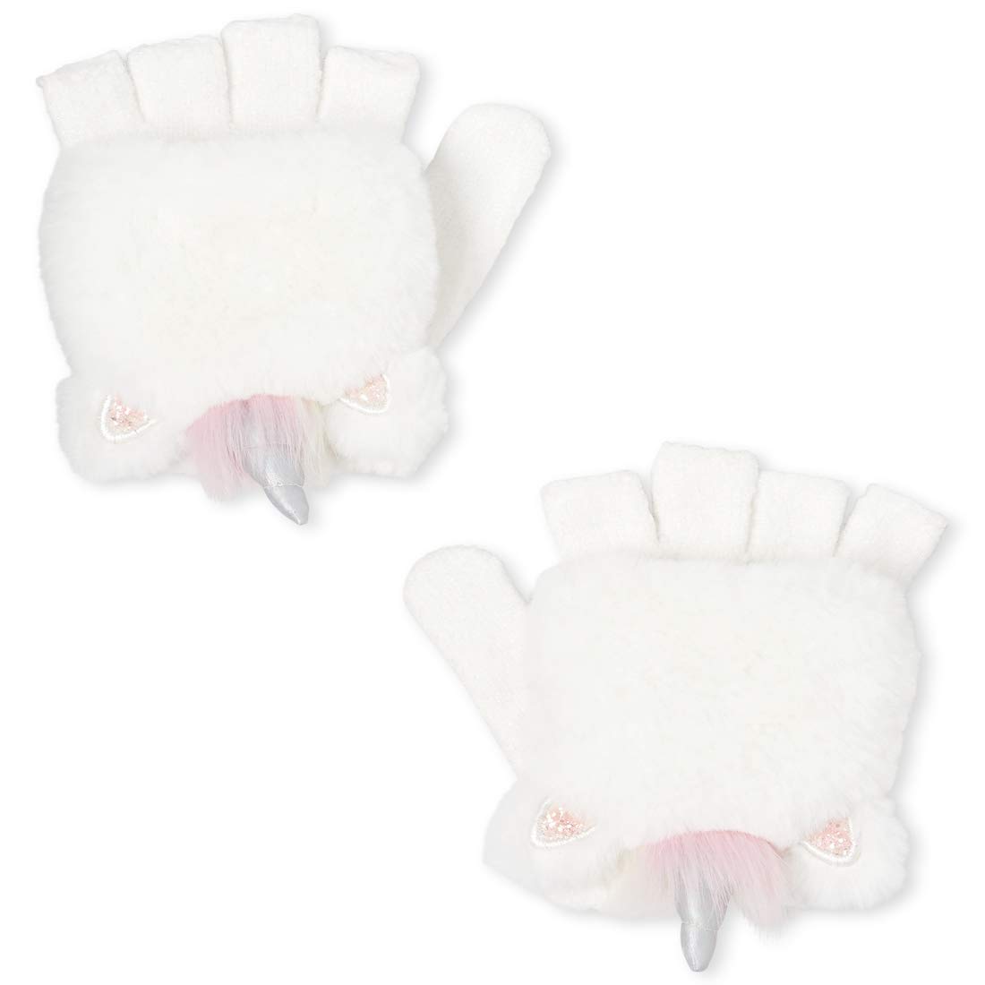 The Children's Place Girls' Fur Critter Glitter Gloves - Warm Winter Accessories for Outdoor Play & Snow Activities