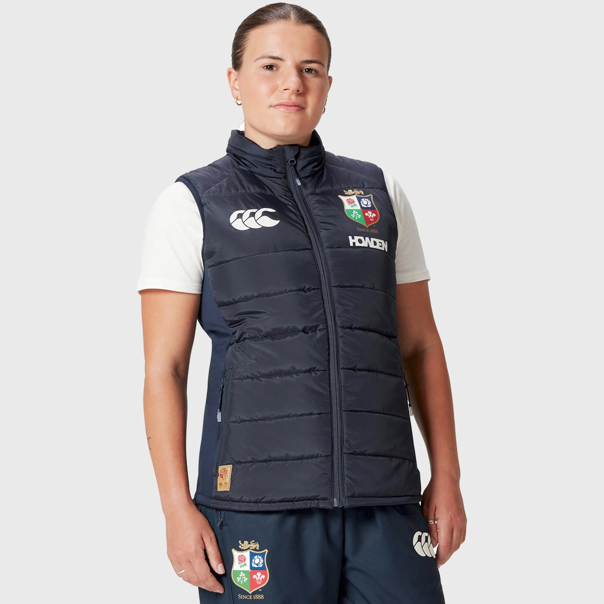 Canterbury British & Irish Lions Women's Microlight Gilet Vest - Navy Blue Lightweight Puffer Jacket for Rugby Fans & Outdoor Activities