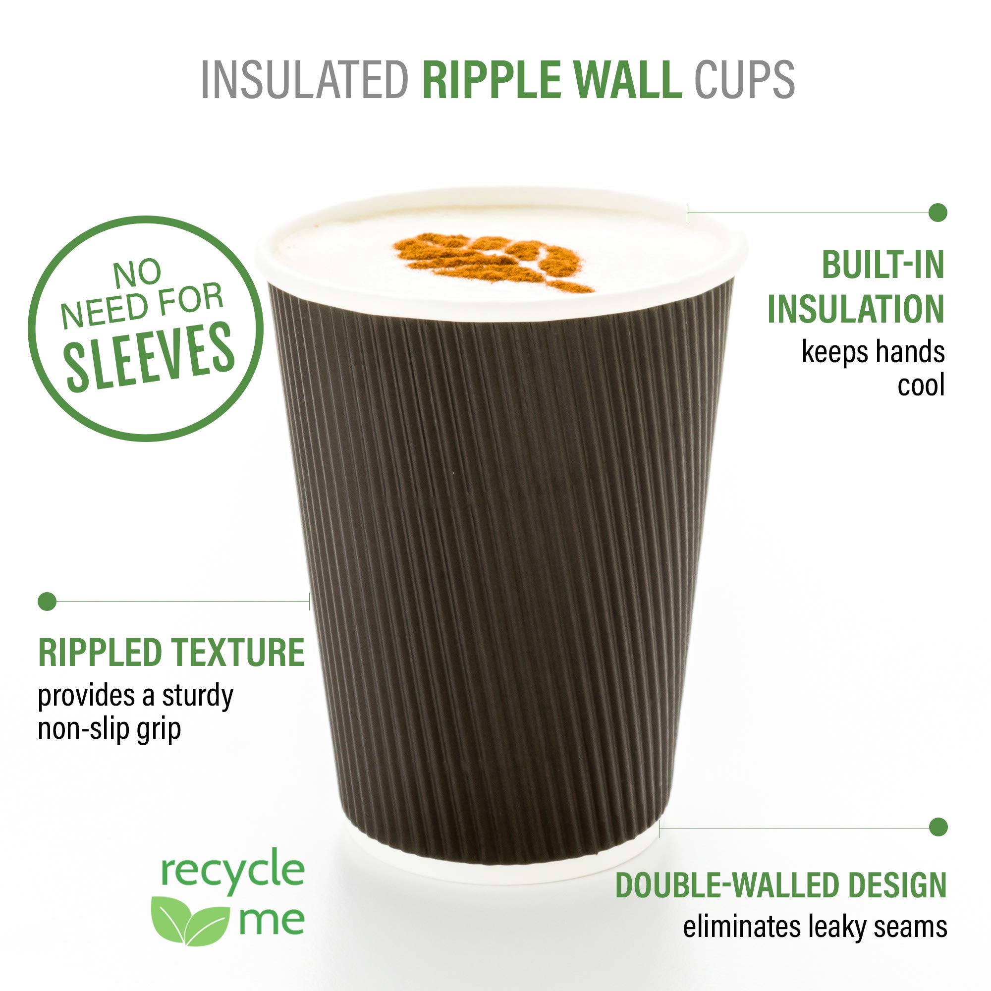 4 oz Disposable Coffee Cups - 25 Pack Black Insulated Paper Cups with Ripple Wall & Rolled Rim | Hot Coffee, Tea, Hot Chocolate | Perfect for Cafes, Offices, Catering & Home Use